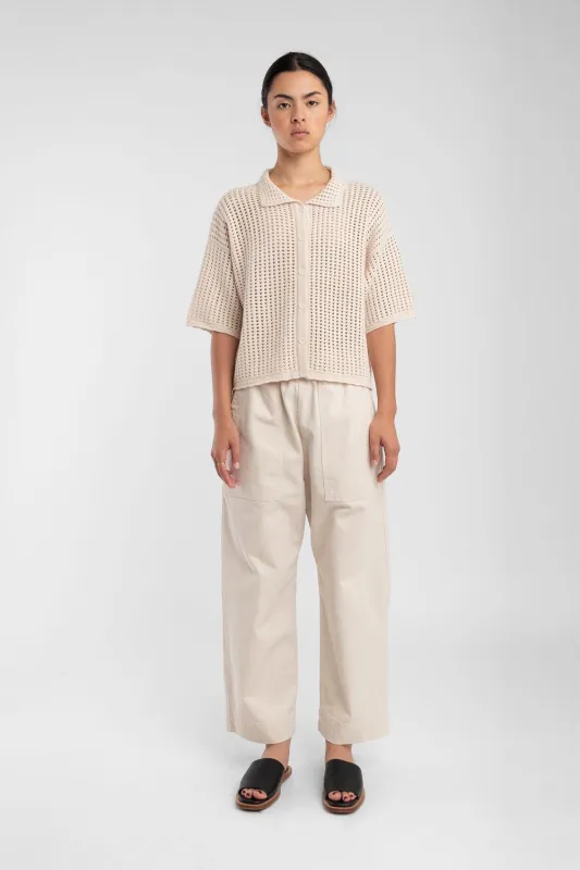 Cream Open Knit Polo made by Micaela Greg