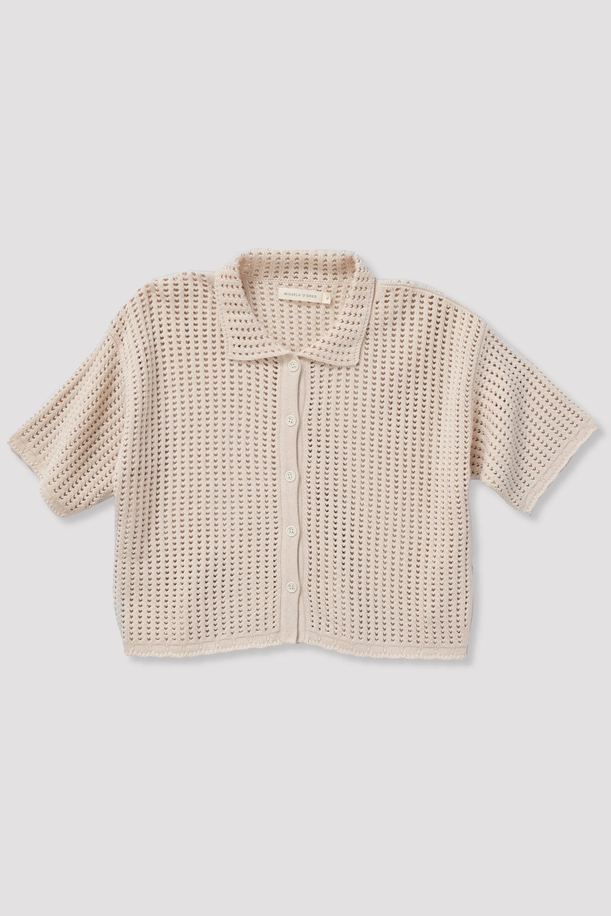Cream Open Knit Polo sold by Micaela Greg product image thumbnail 2
