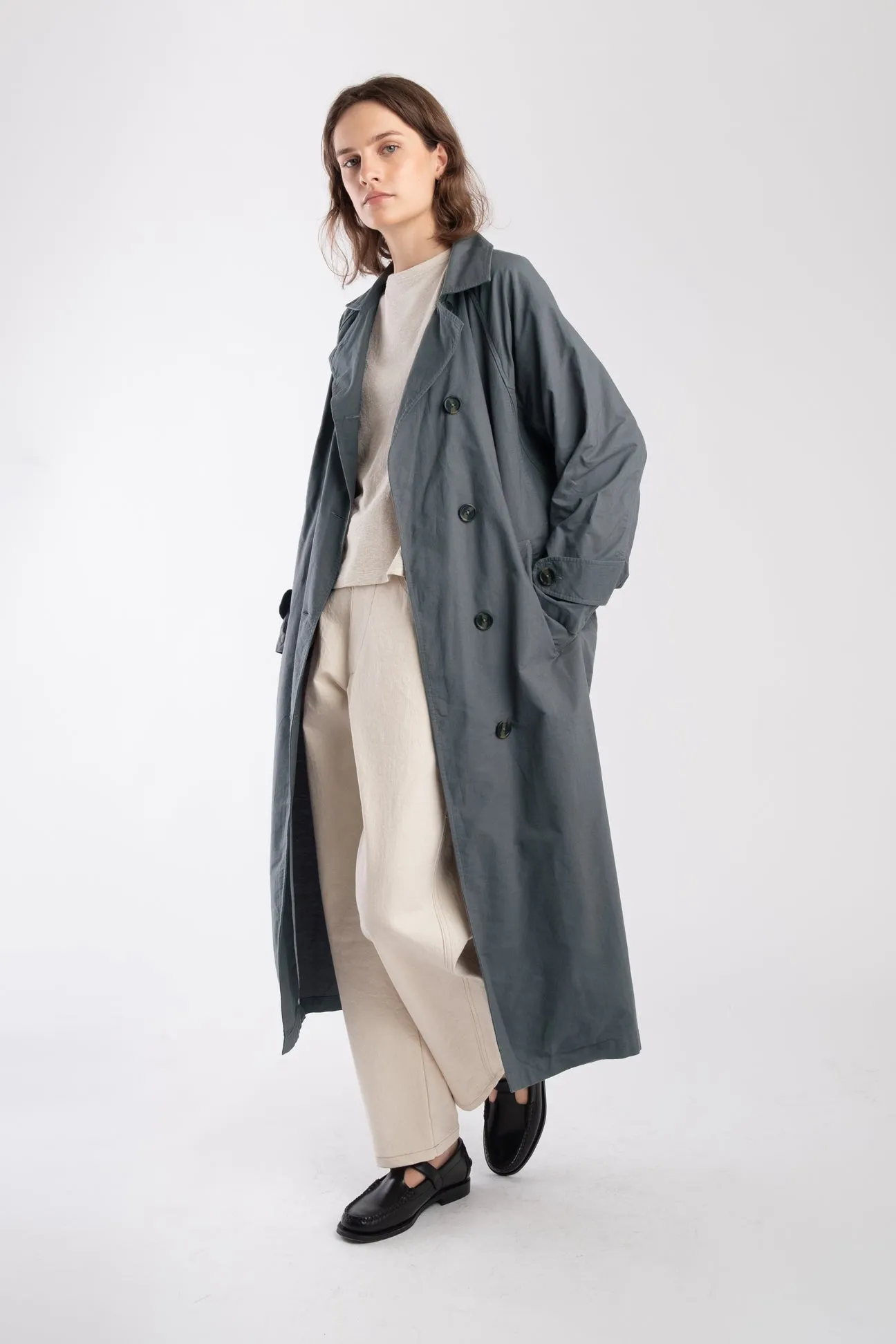 Mineral Green Seamed Trench sold by Micaela Greg product image thumbnail 3