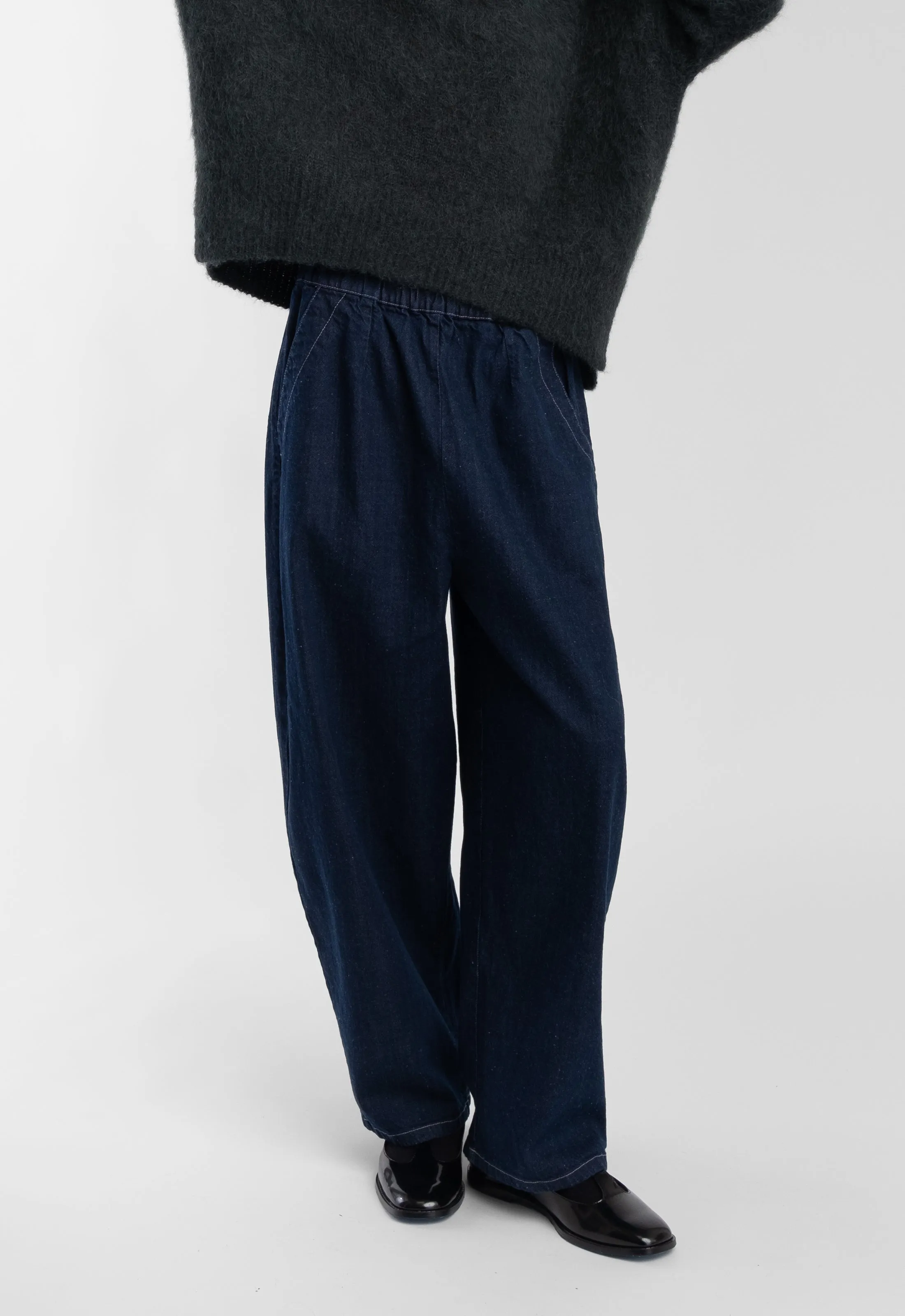 Dark Indigo Barrel Pant sold by Micaela Greg