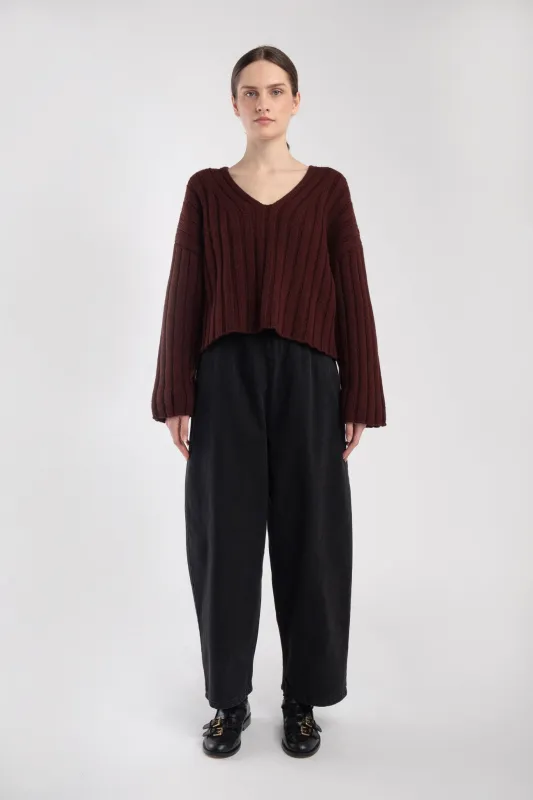 Plum Cropped Rib Pullover sold by Micaela Greg