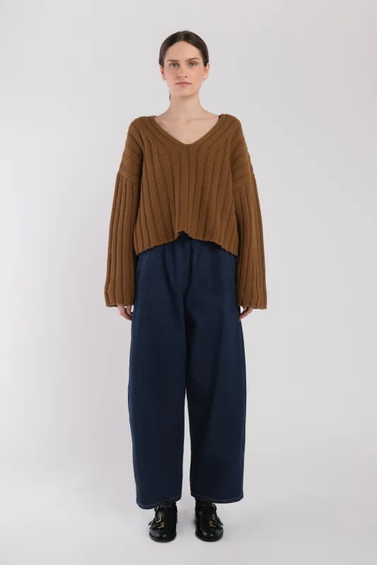 Golden Cropped Rib Pullover sold by Micaela Greg