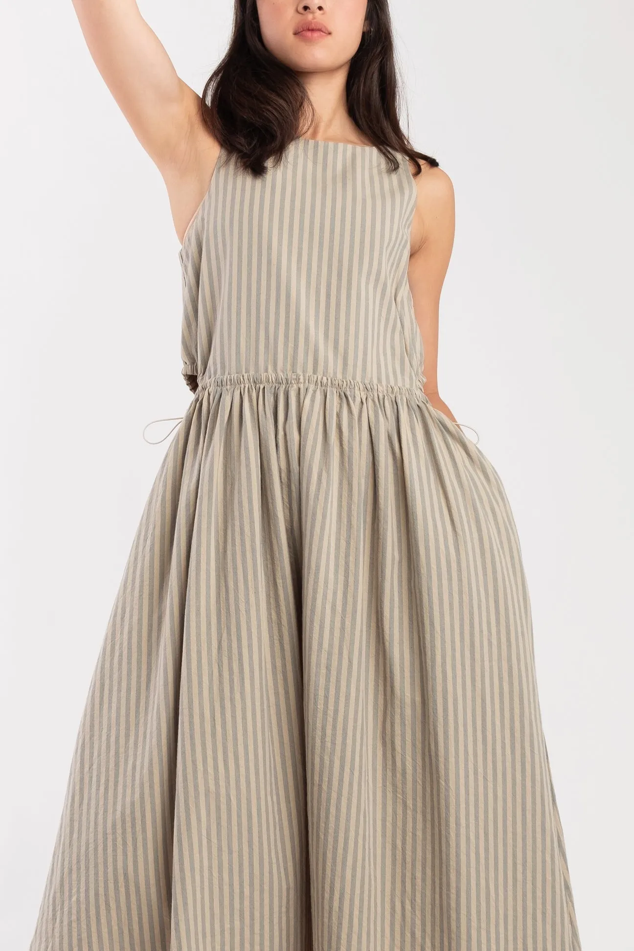 Muted Stripe Cinch Dress sold by Micaela Greg product image thumbnail 5