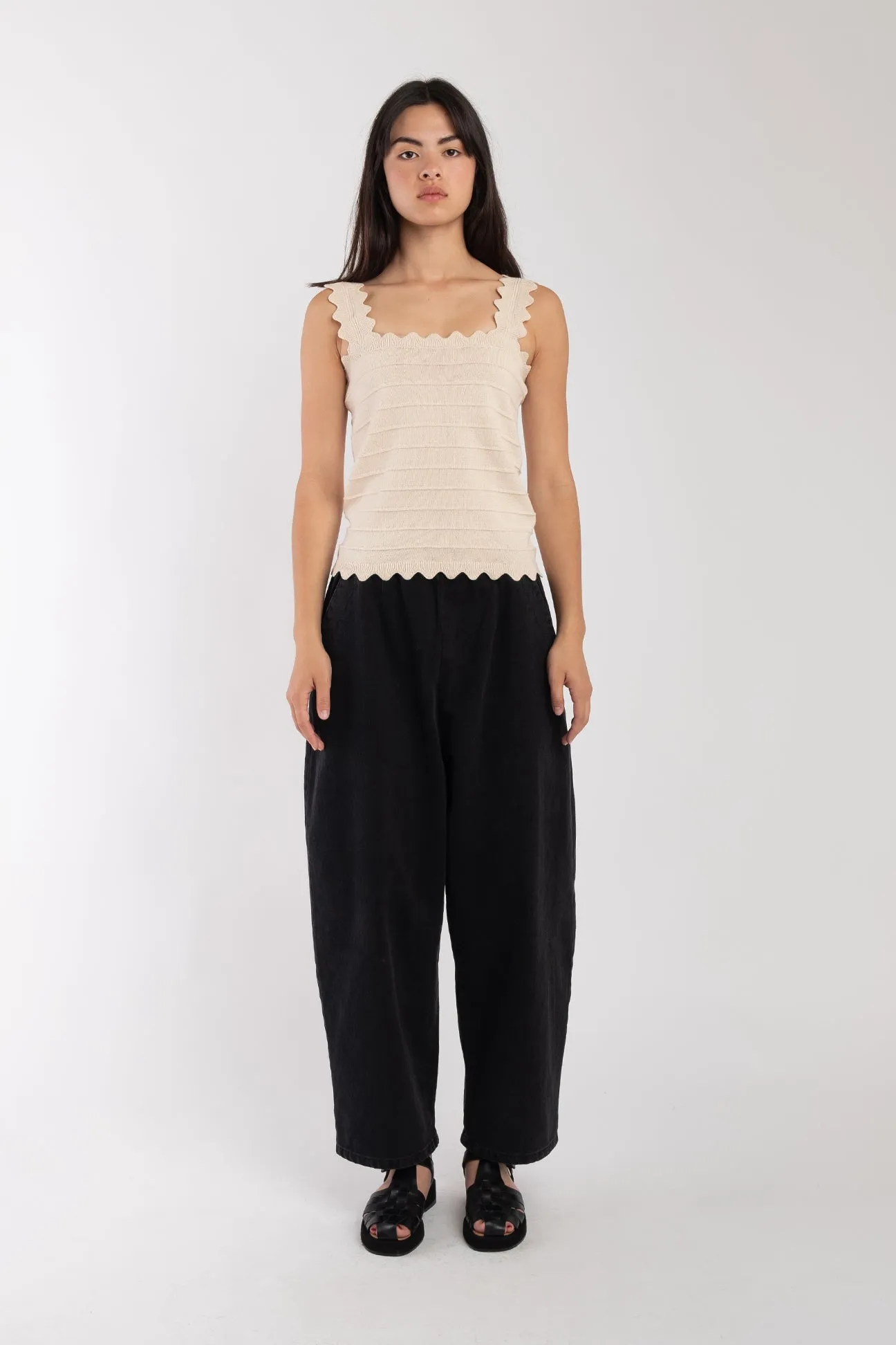 Cream Scallop Tank sold by Micaela Greg