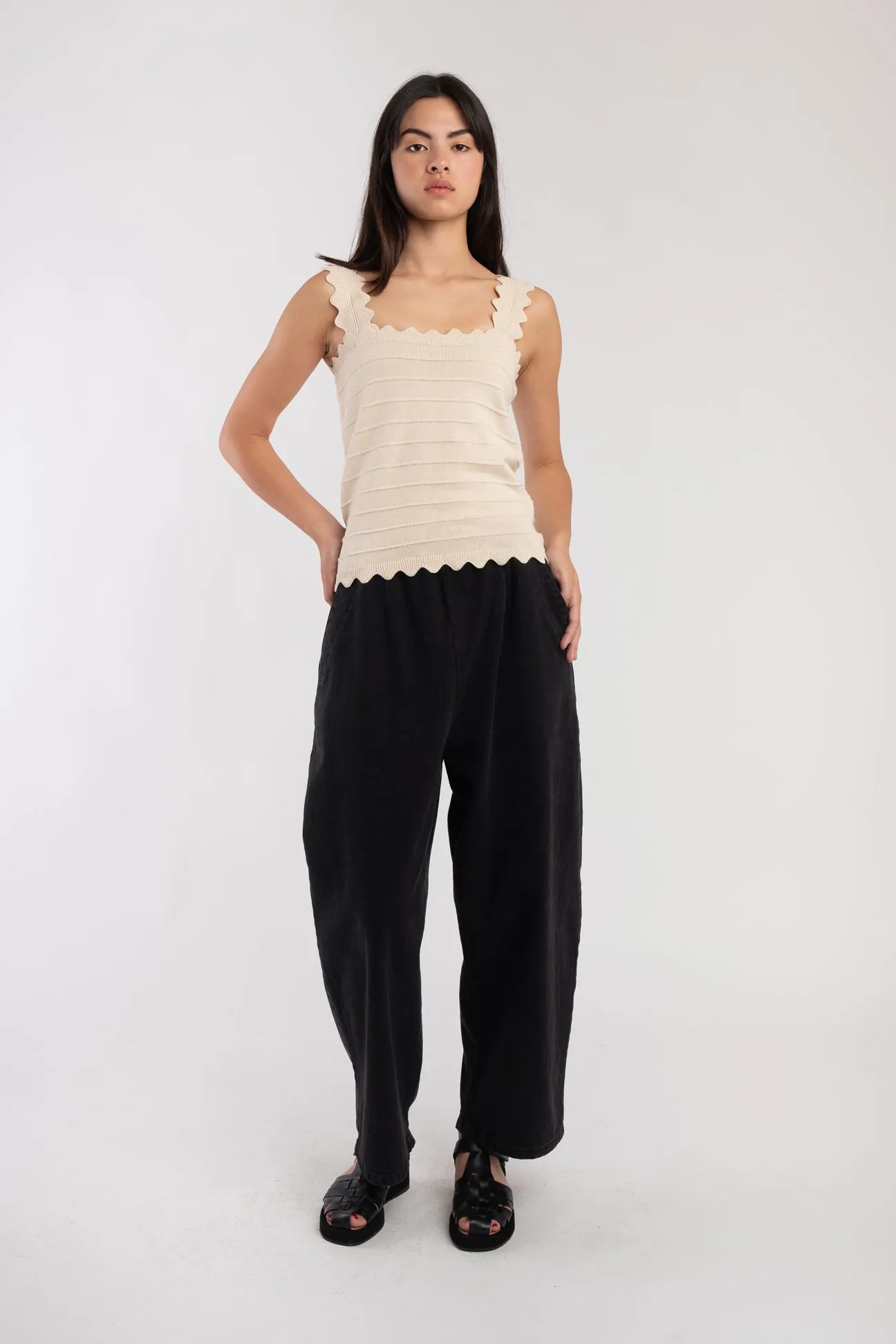 Cream Scallop Tank sold by Micaela Greg product image thumbnail 5