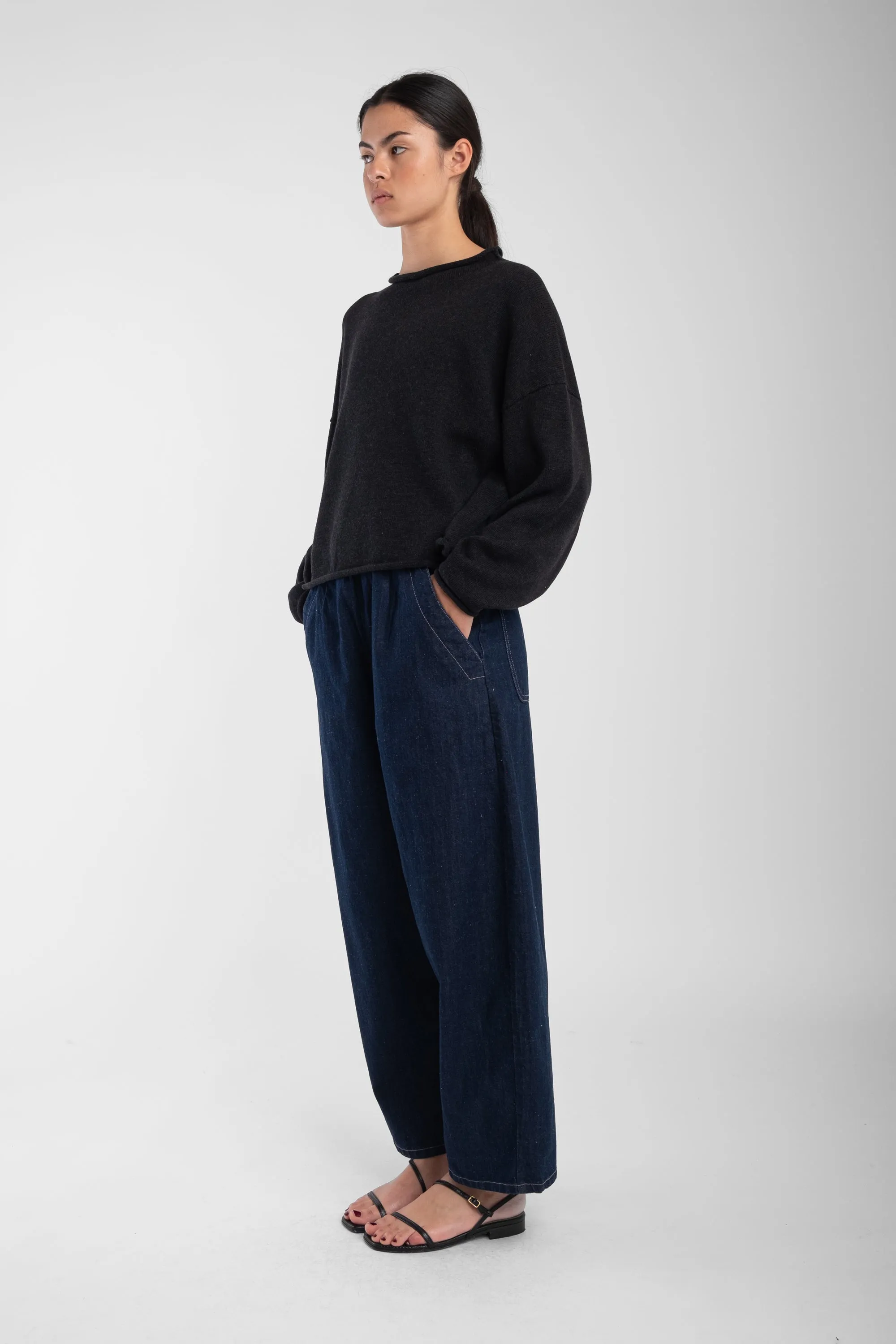 Faded Black Rolled Sweater sold by Micaela Greg product image thumbnail 4