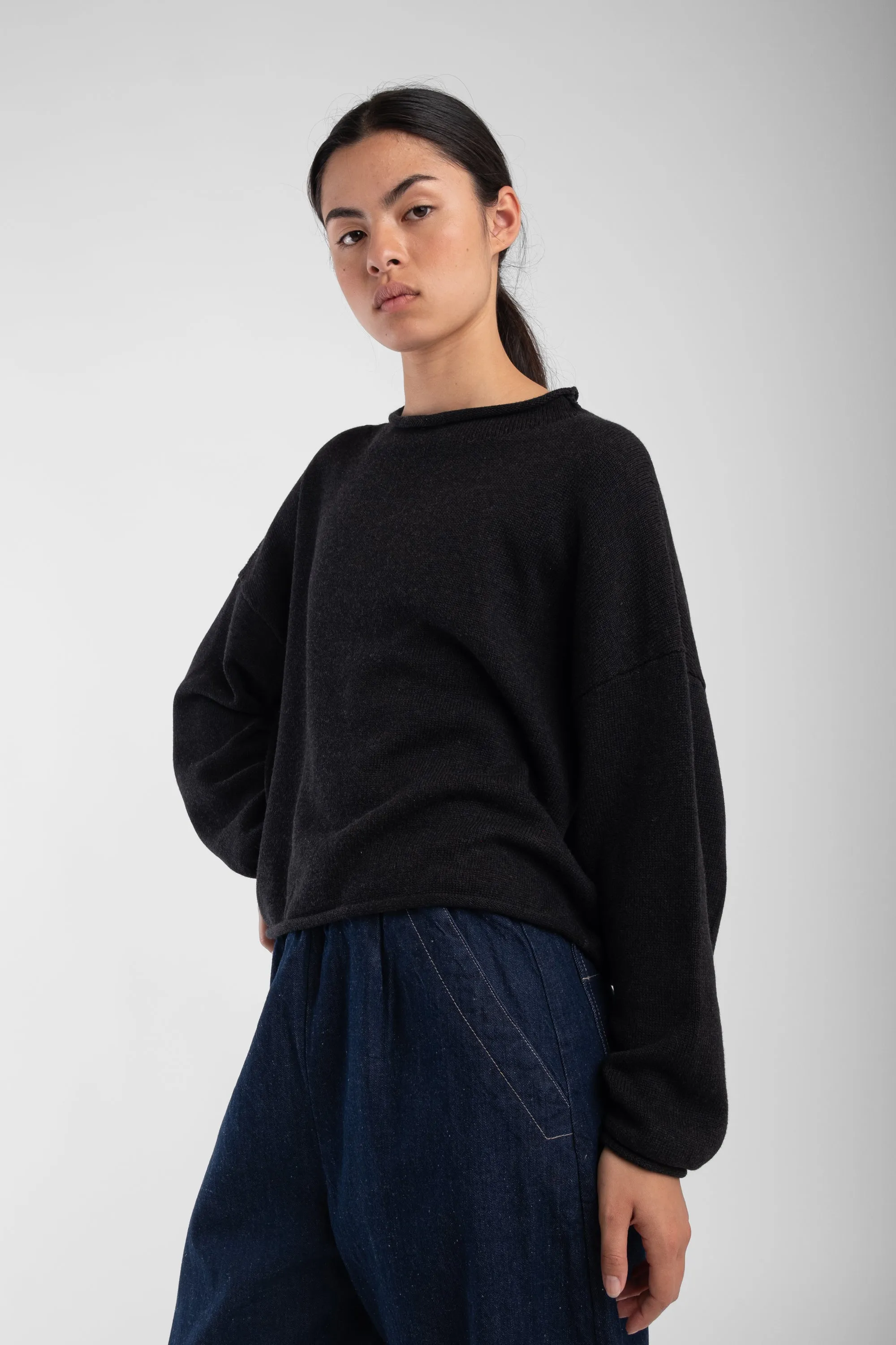 Faded Black Rolled Sweater sold by Micaela Greg product image thumbnail 5