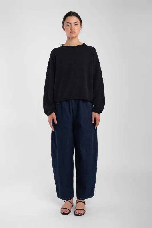 Faded Black Rolled Sweater made by Micaela Greg