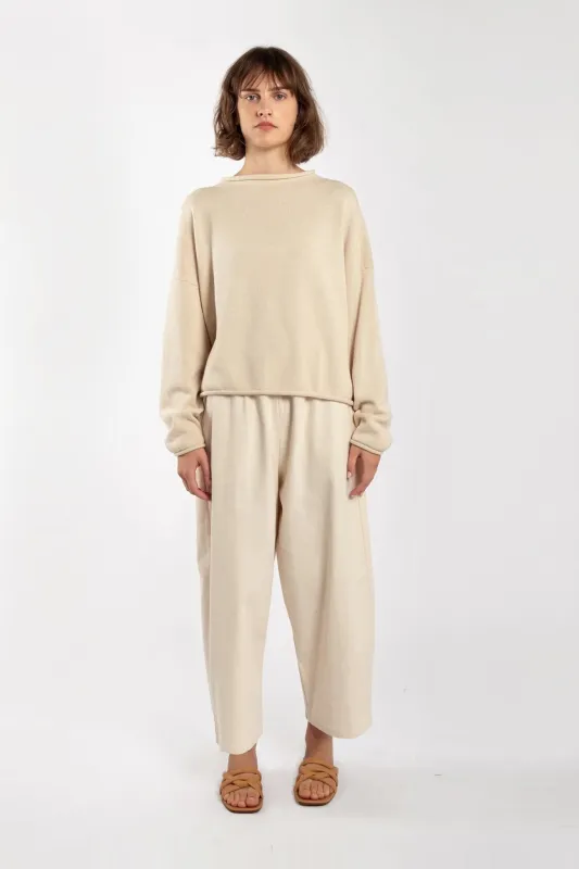 Cream Rolled Sweater made by Micaela Greg