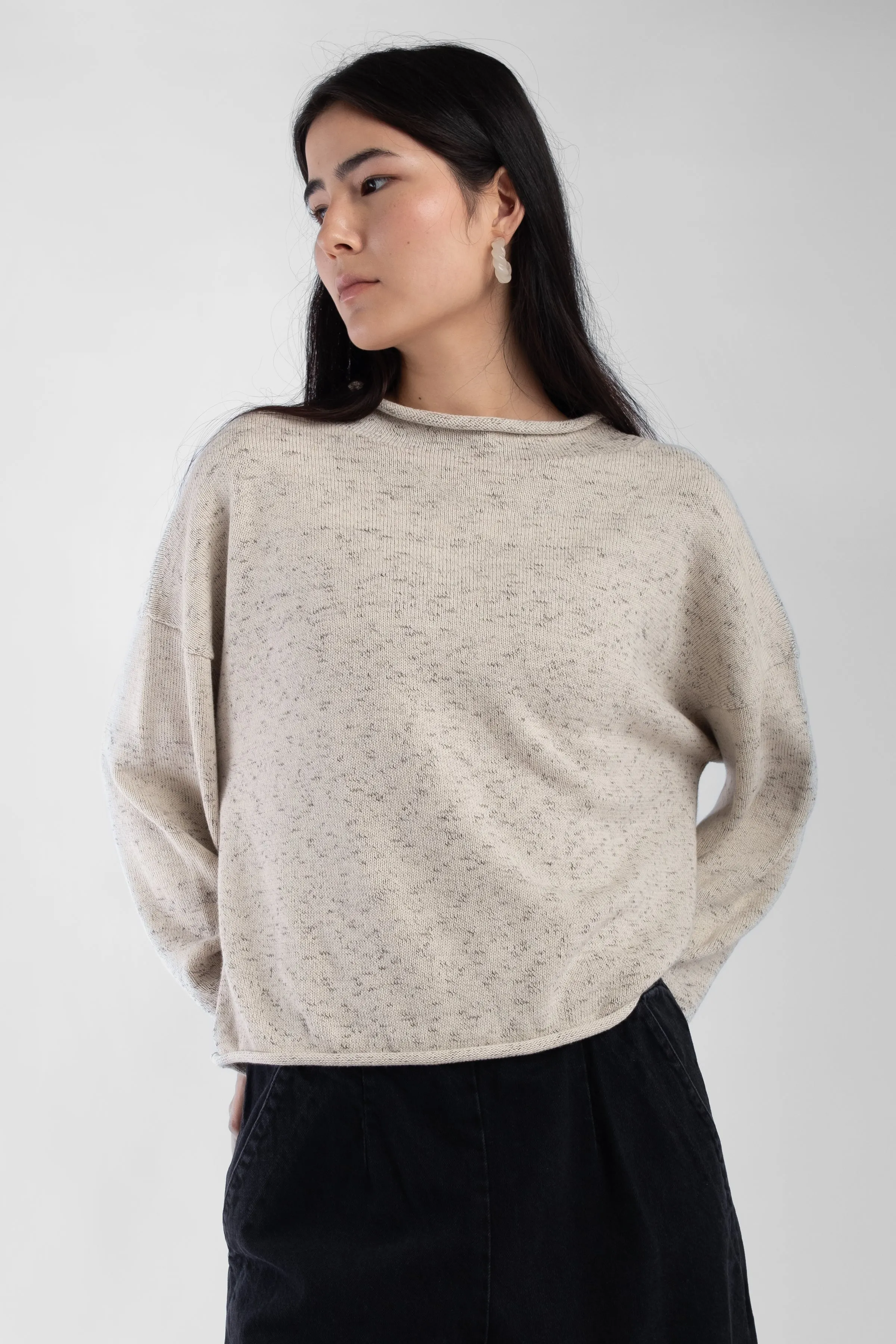 Speckle Cream Rolled Sweater sold by Micaela Greg product image thumbnail 5