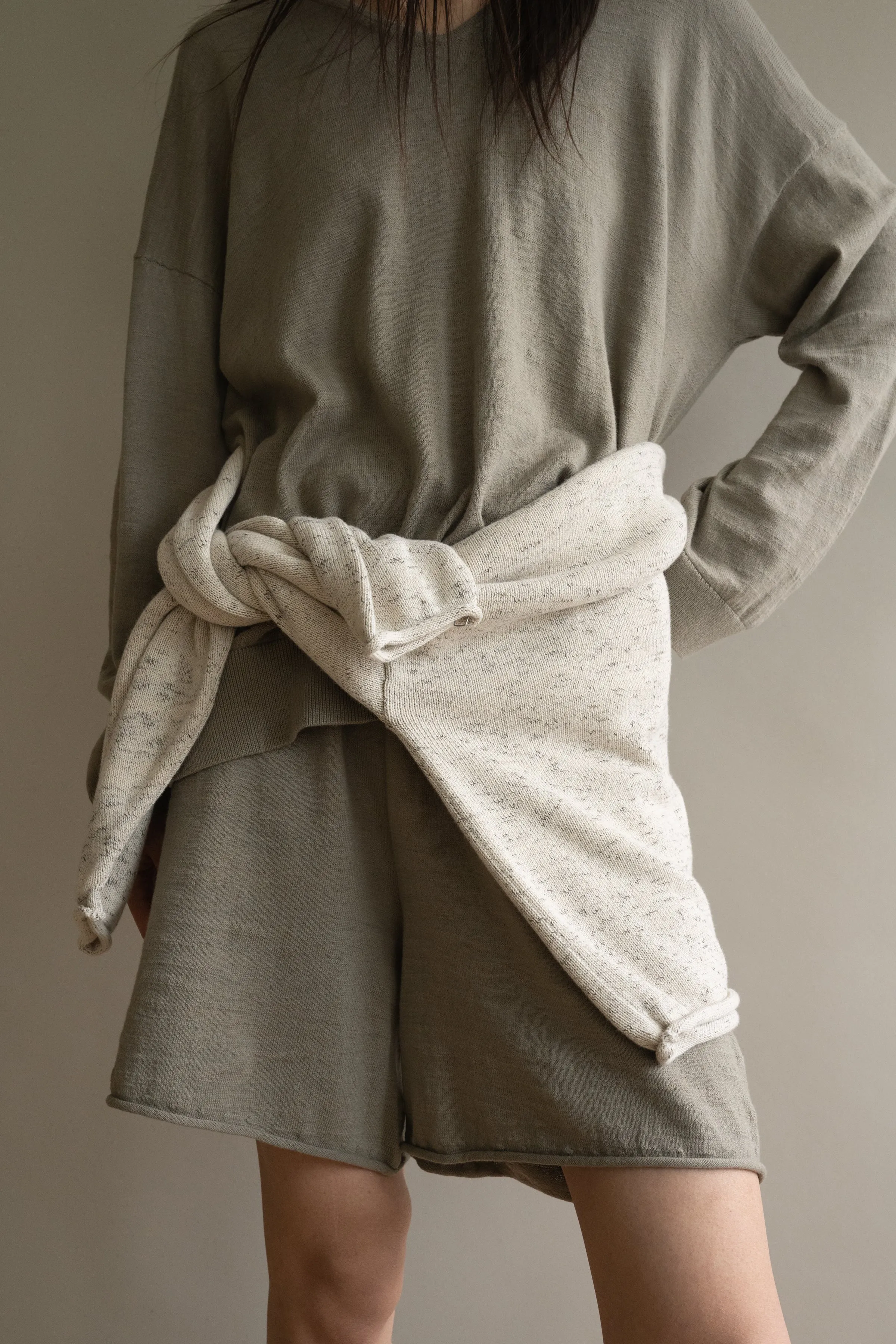 Speckle Cream Rolled Sweater sold by Micaela Greg product image thumbnail 3