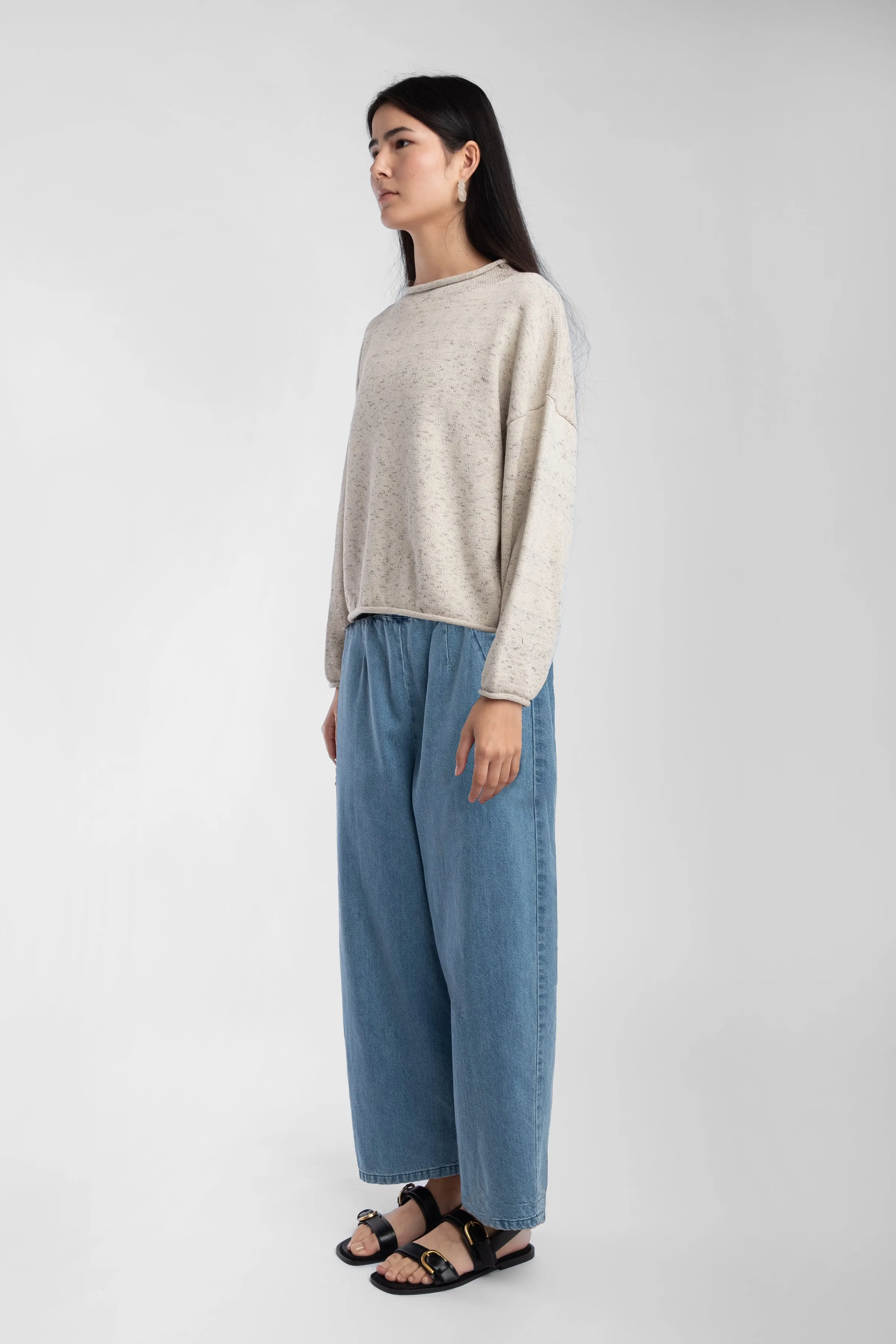 Speckle Cream Rolled Sweater sold by Micaela Greg product image thumbnail 4