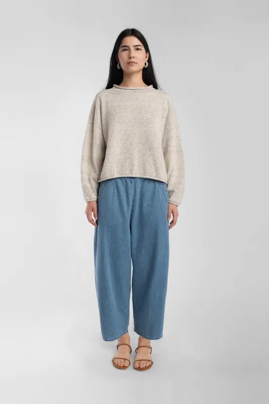 Speckle Cream Rolled Sweater made by Micaela Greg