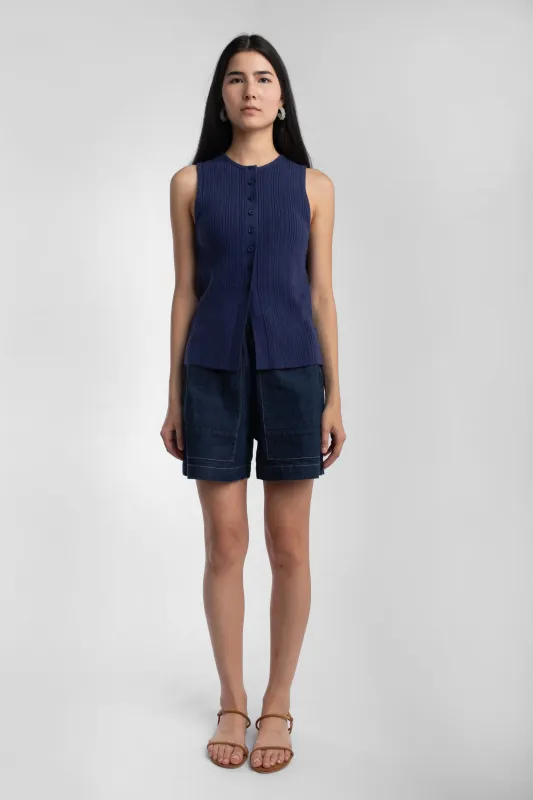 Cobalt Mix Rib Vest made by Micaela Greg
