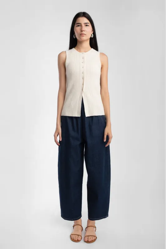 Cream Mix Rib Vest made by Micaela Greg