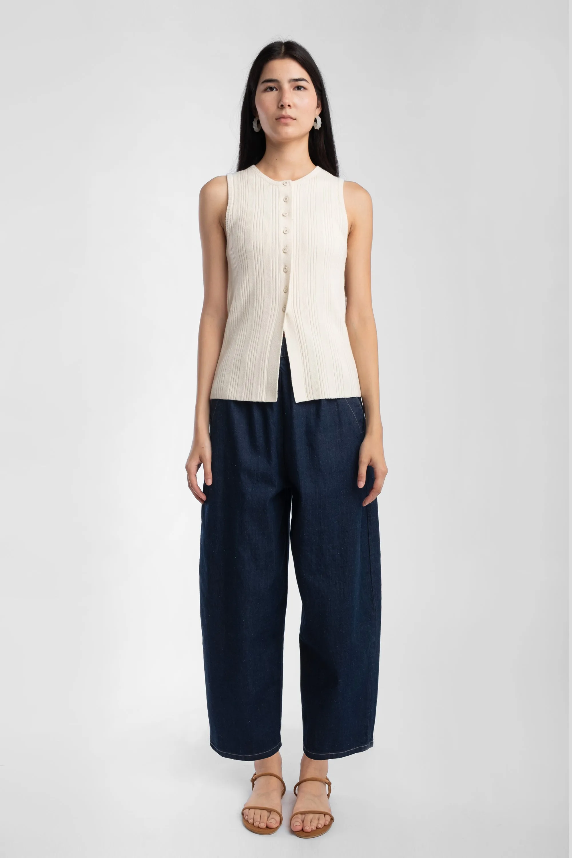 Cream Mix Rib Vest sold by Micaela Greg