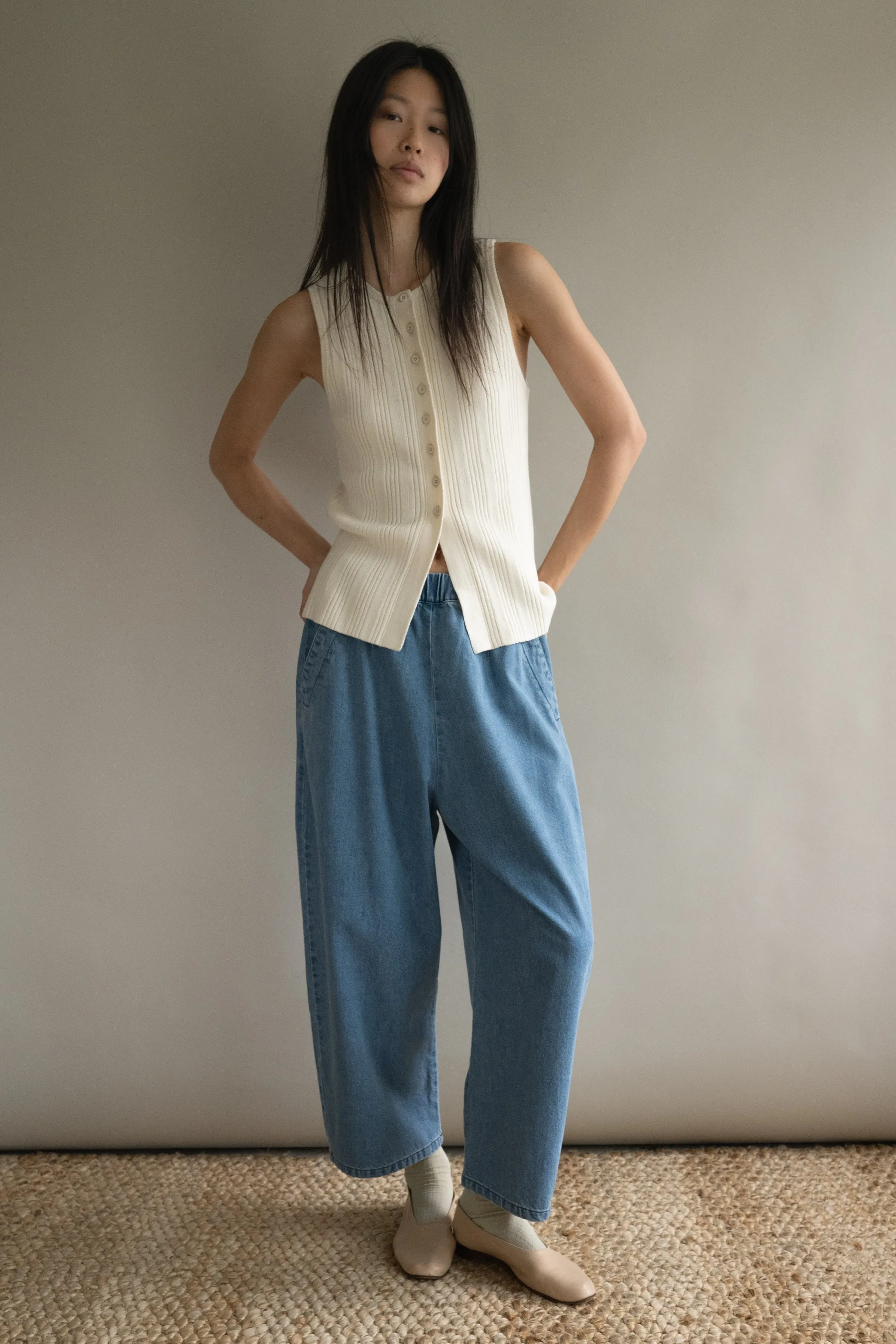 Cream Mix Rib Vest sold by Micaela Greg product image thumbnail 3