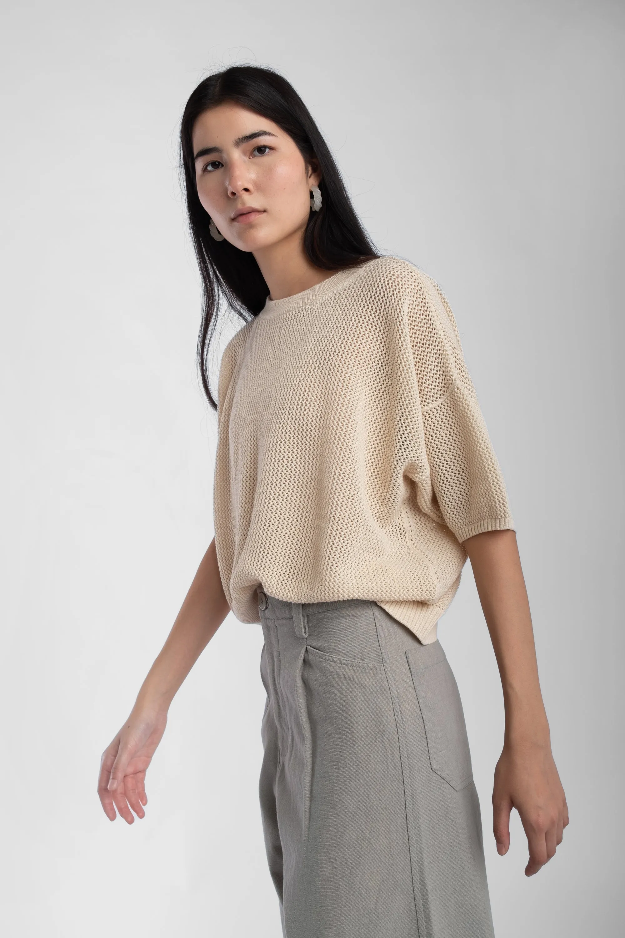 Cream Mesh Tee sold by Micaela Greg product image thumbnail 5