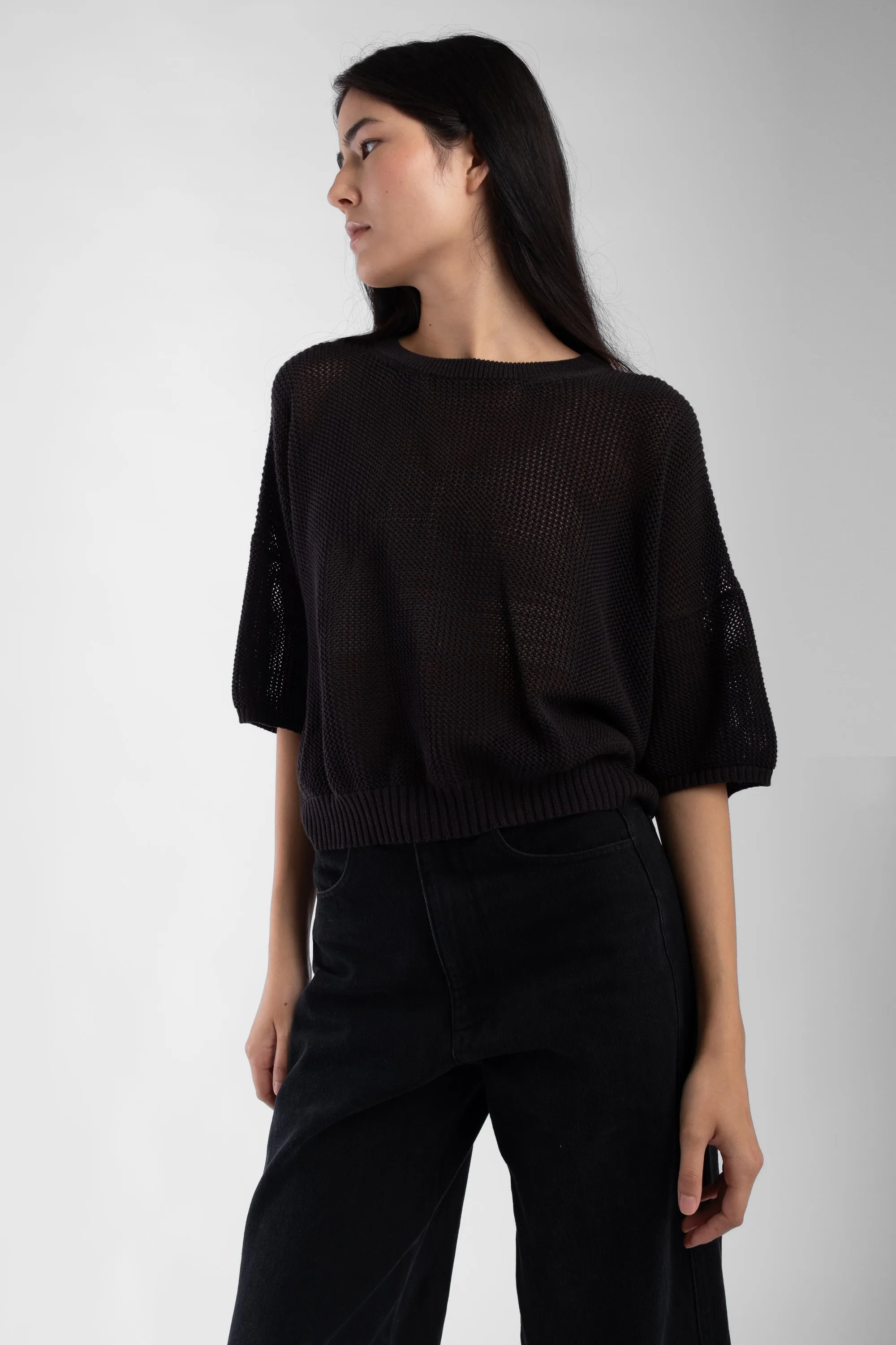 Faded Black Mesh Tee sold by Micaela Greg product image thumbnail 5