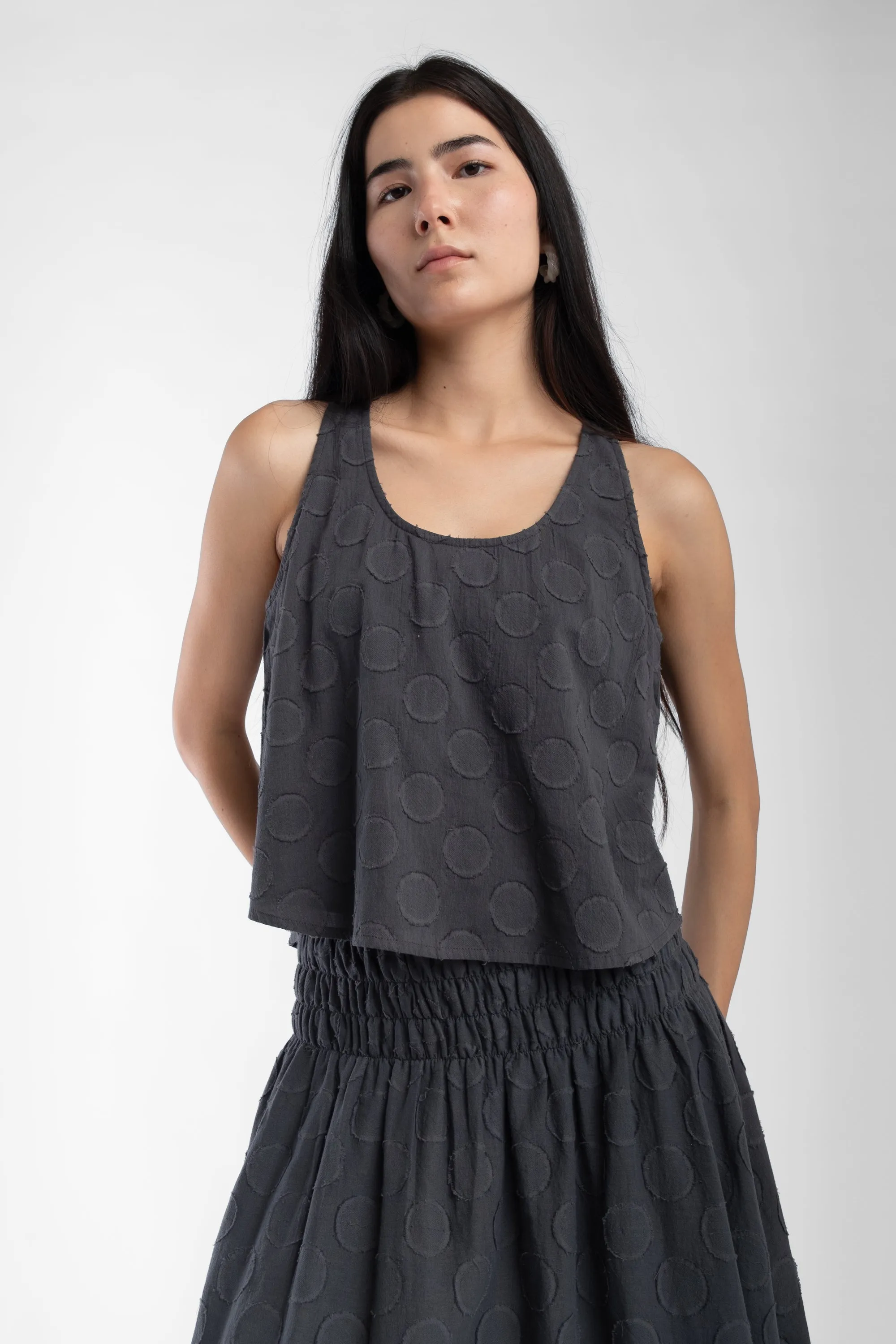 Faded Black Shirred Skirt sold by Micaela Greg product image thumbnail 4