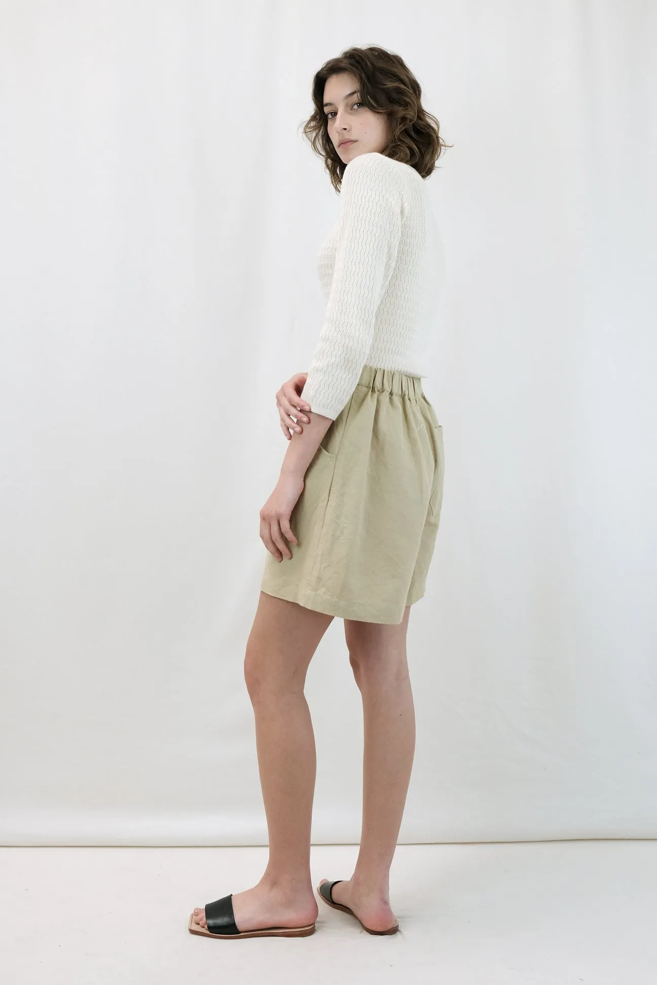 Cream Ripple Knit Tee sold by Micaela Greg product image thumbnail 2
