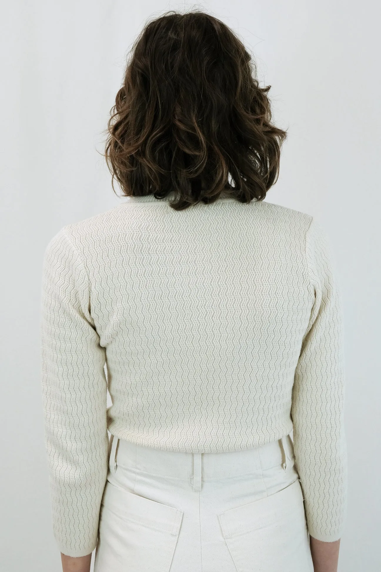 Cream Ripple Knit Tee sold by Micaela Greg product image thumbnail 5