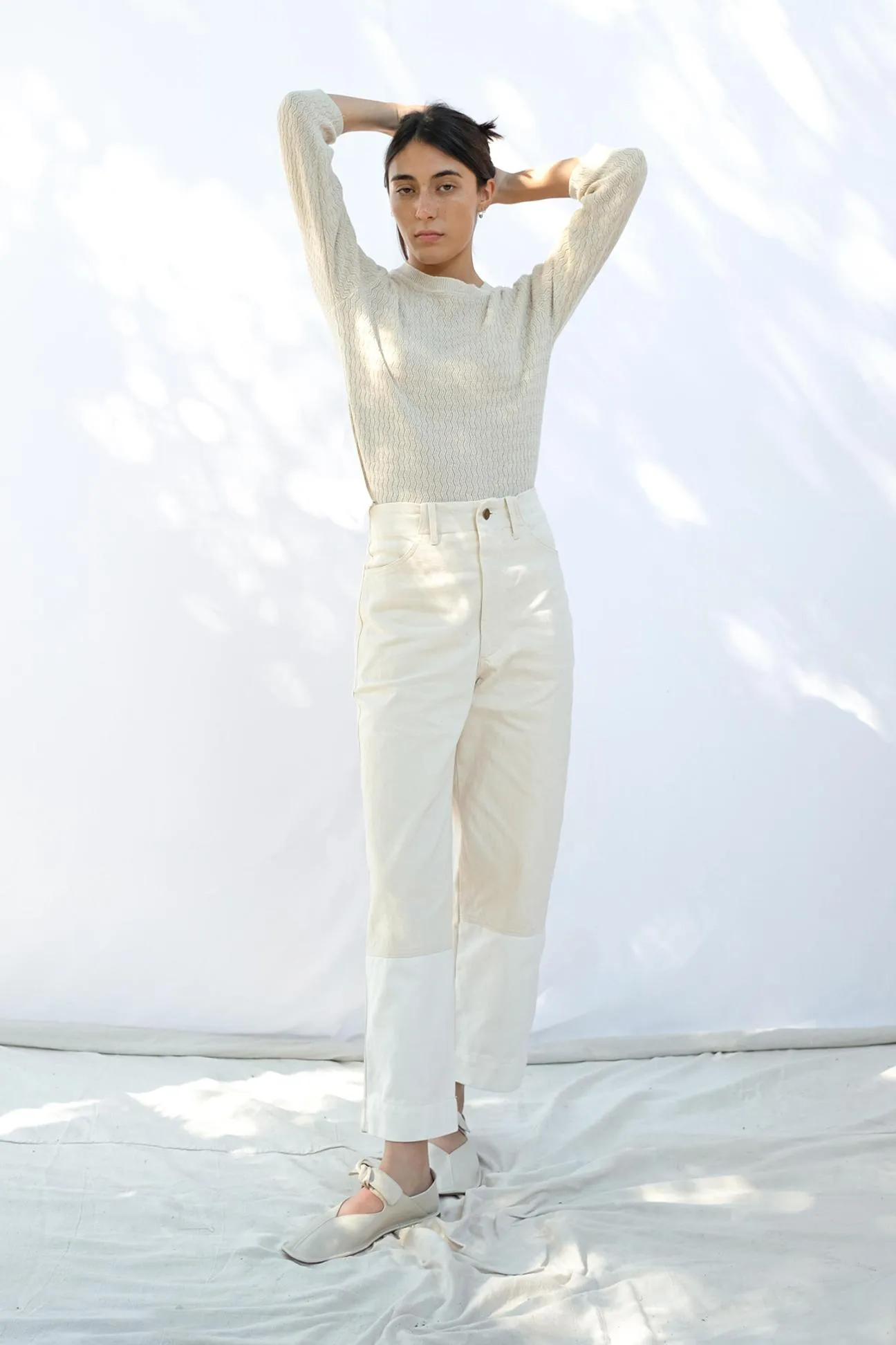 Cream Ripple Knit Tee sold by Micaela Greg product image thumbnail 3