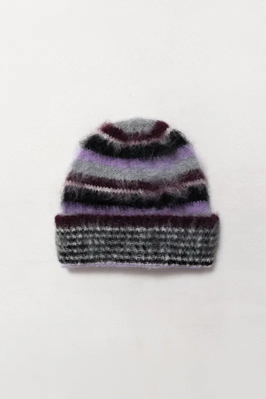 Violet/Navy Brushed Striped Hat made by Micaela Greg
