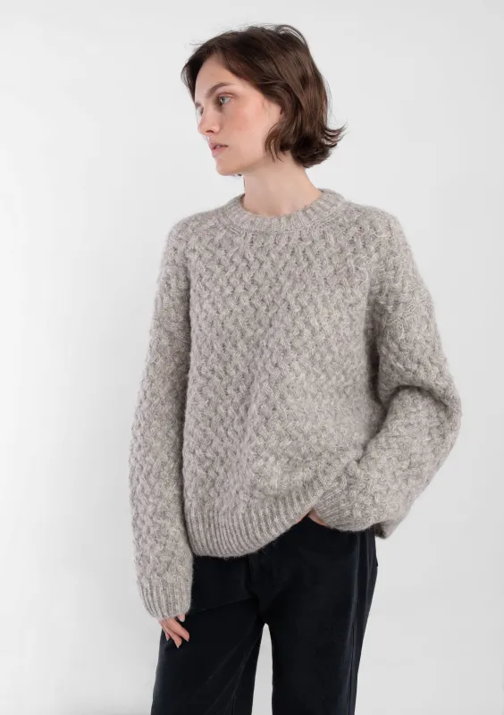 Heather Grey Knit Weave Pullover made by Micaela Greg