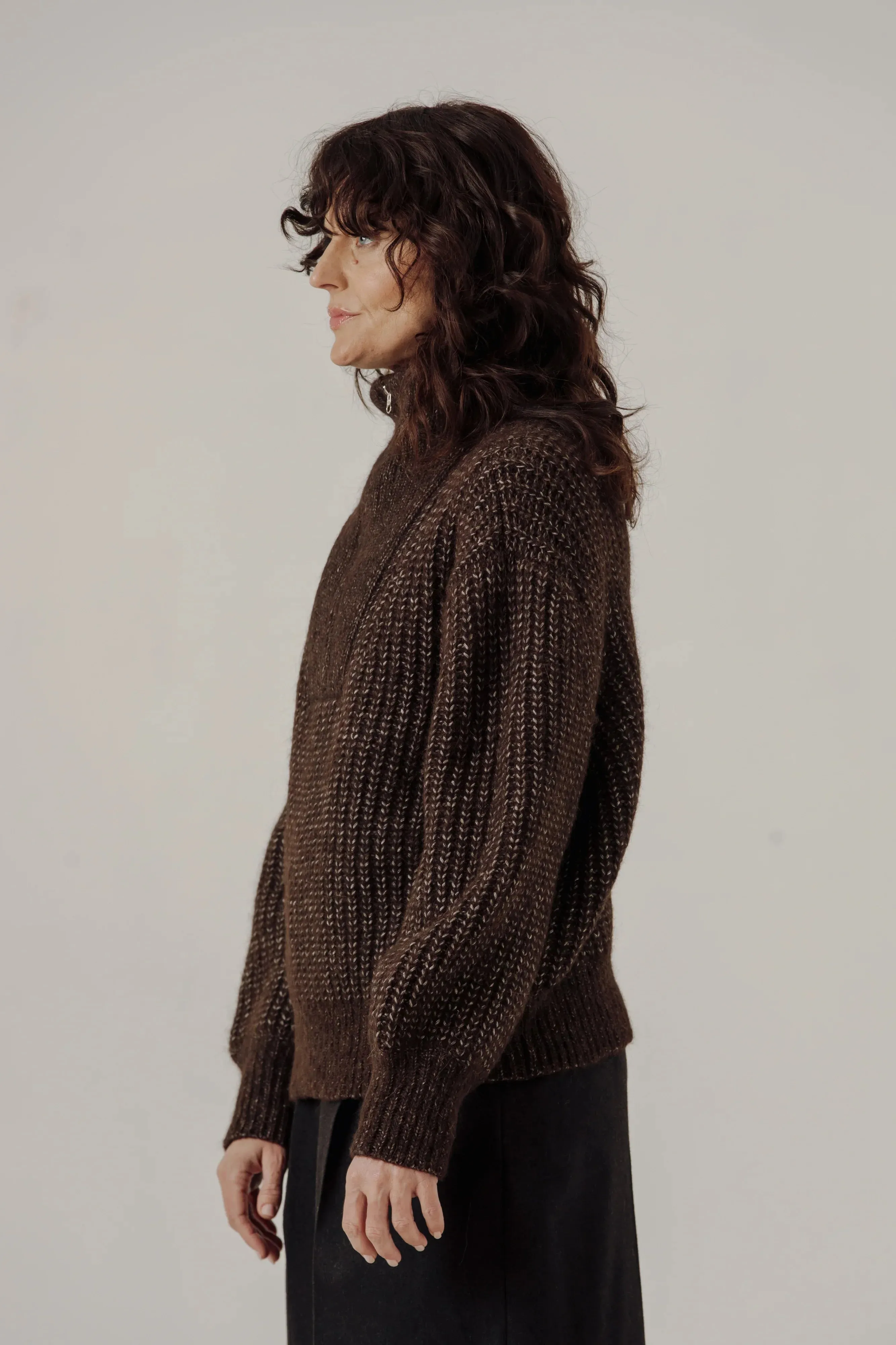 Alpine Quarter Zip Sweater in Carob sold by Bare Knitwear product image thumbnail 3