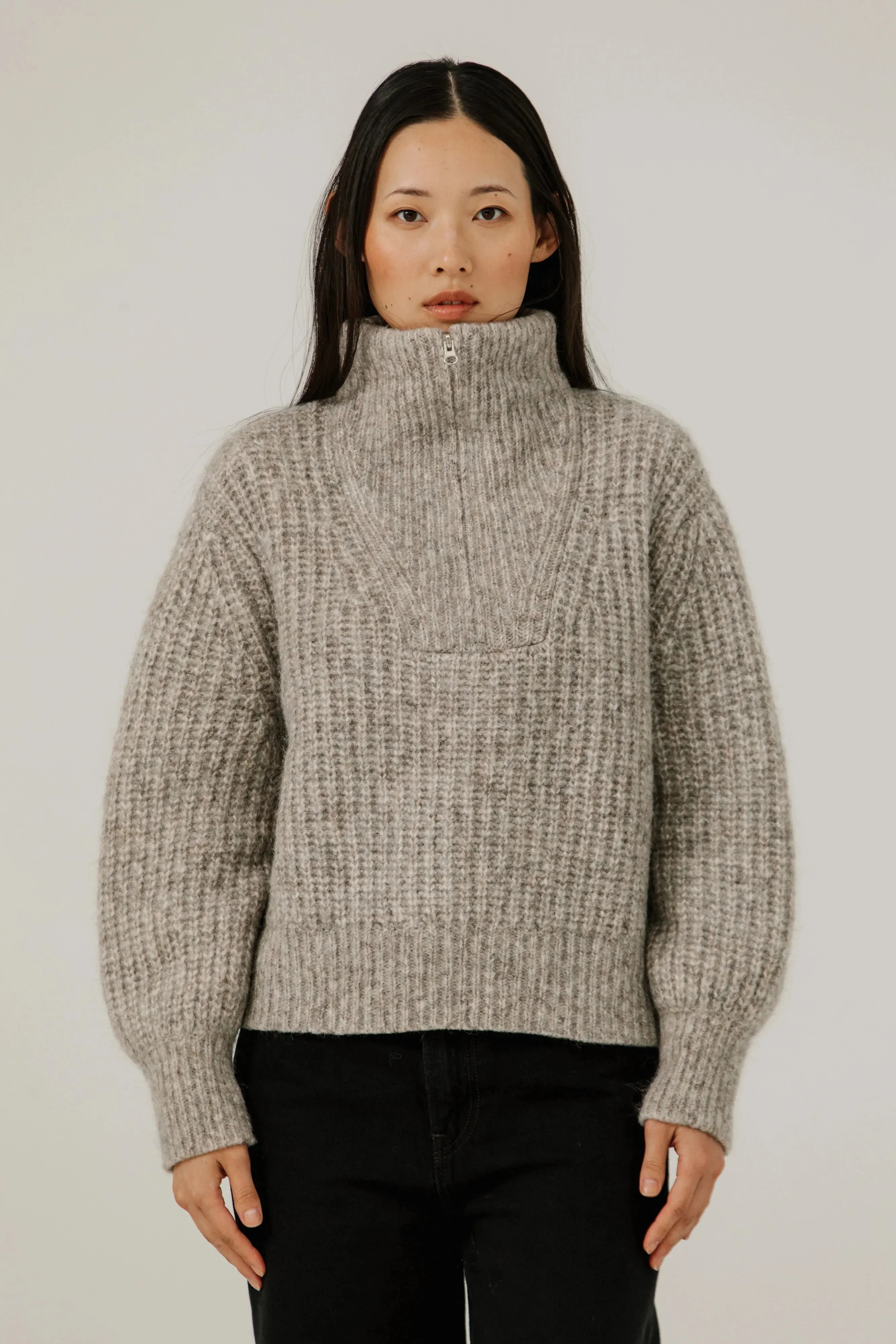 Alpine Quarter Zip Sweater in Marble Grey sold by Bare Knitwear product image thumbnail 3