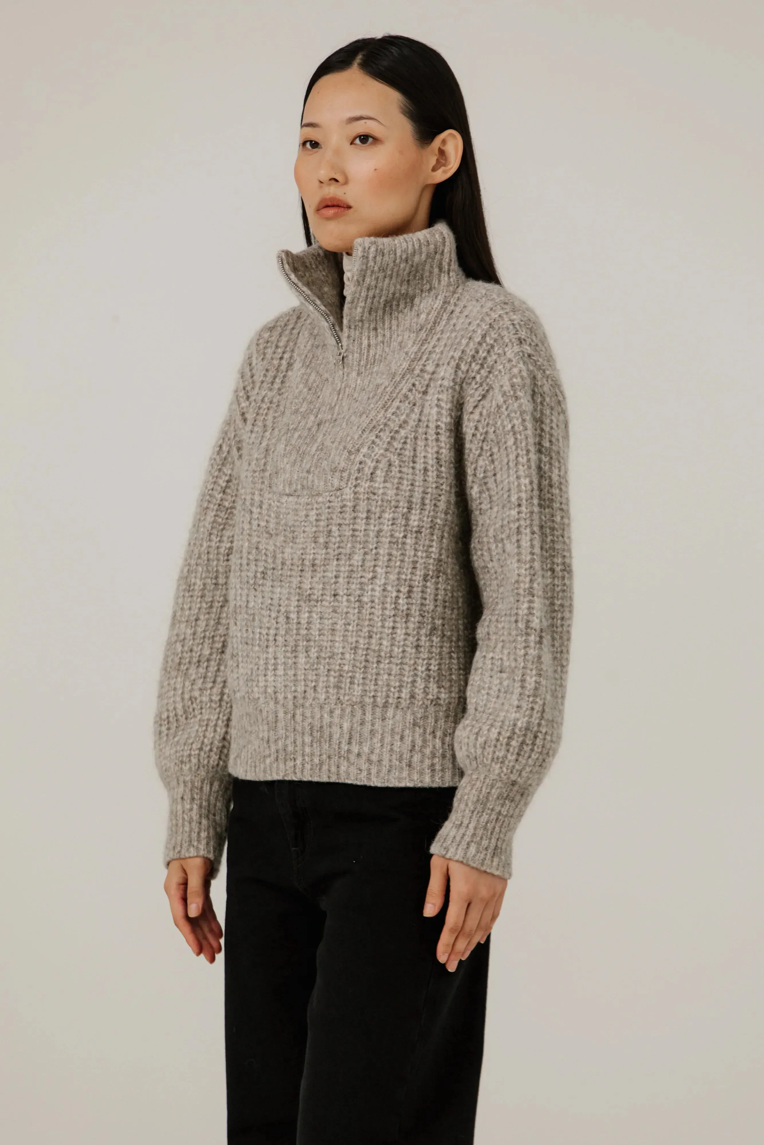 Alpine Quarter Zip Sweater in Marble Grey sold by Bare Knitwear product image thumbnail 2