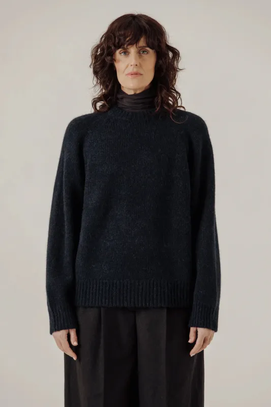 Classic Oversized Crewneck in Dark Navy made by Bare Knitwear
