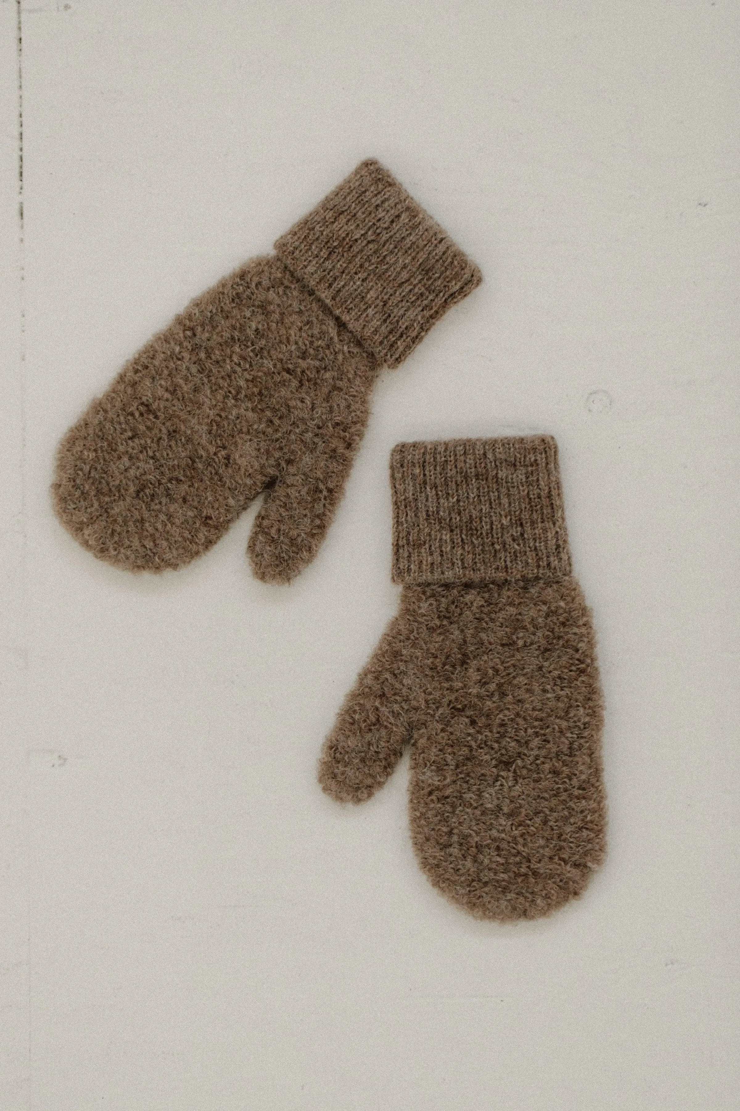 Alpaca Boucle Mittens in Taupe sold by Bare Knitwear product image thumbnail 2