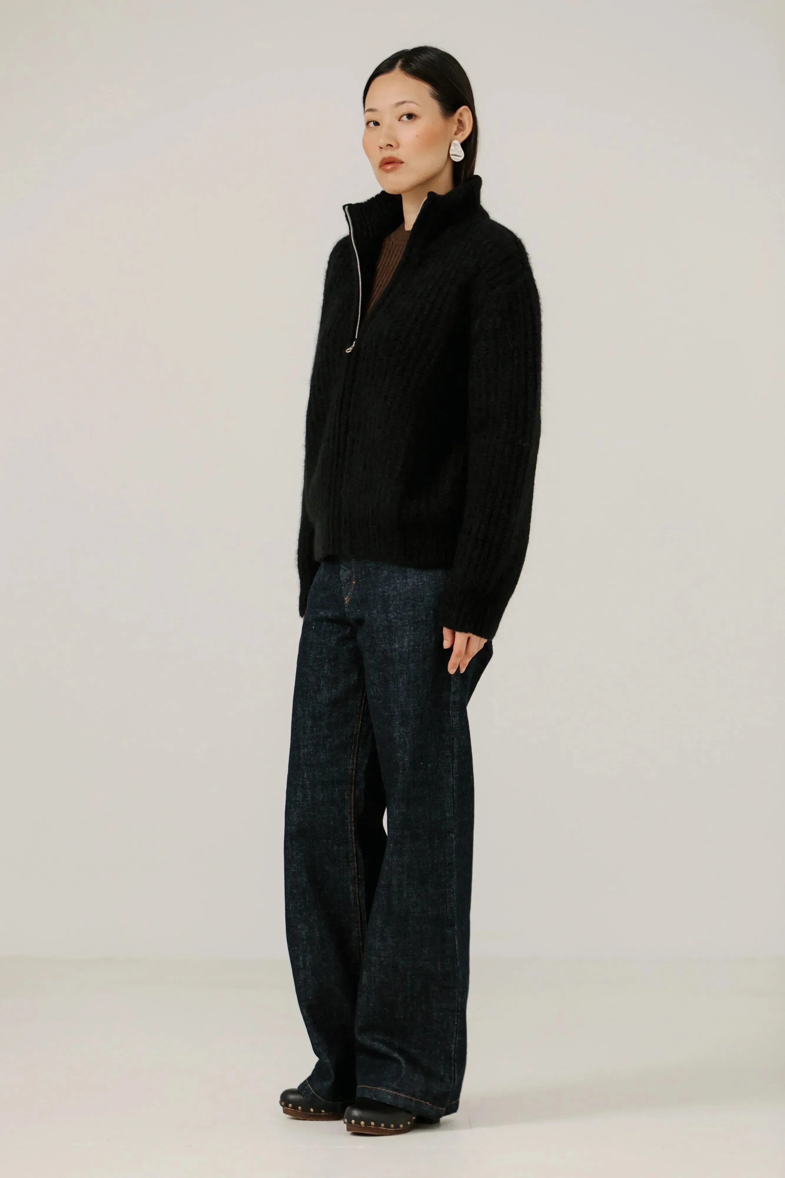 Alpaca Rib Zip Jacket in Classic Black sold by Bare Knitwear product image thumbnail 2