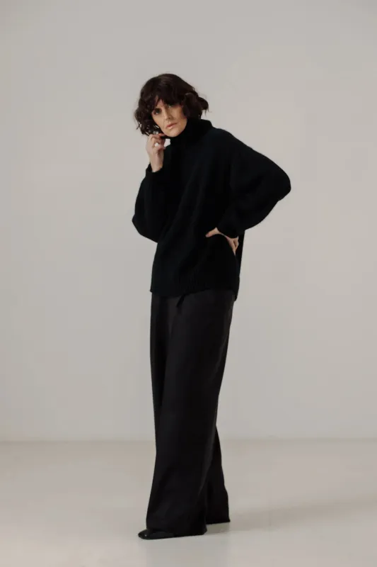 Alpaca Heritage Turtleneck in Classic Black sold by Bare Knitwear