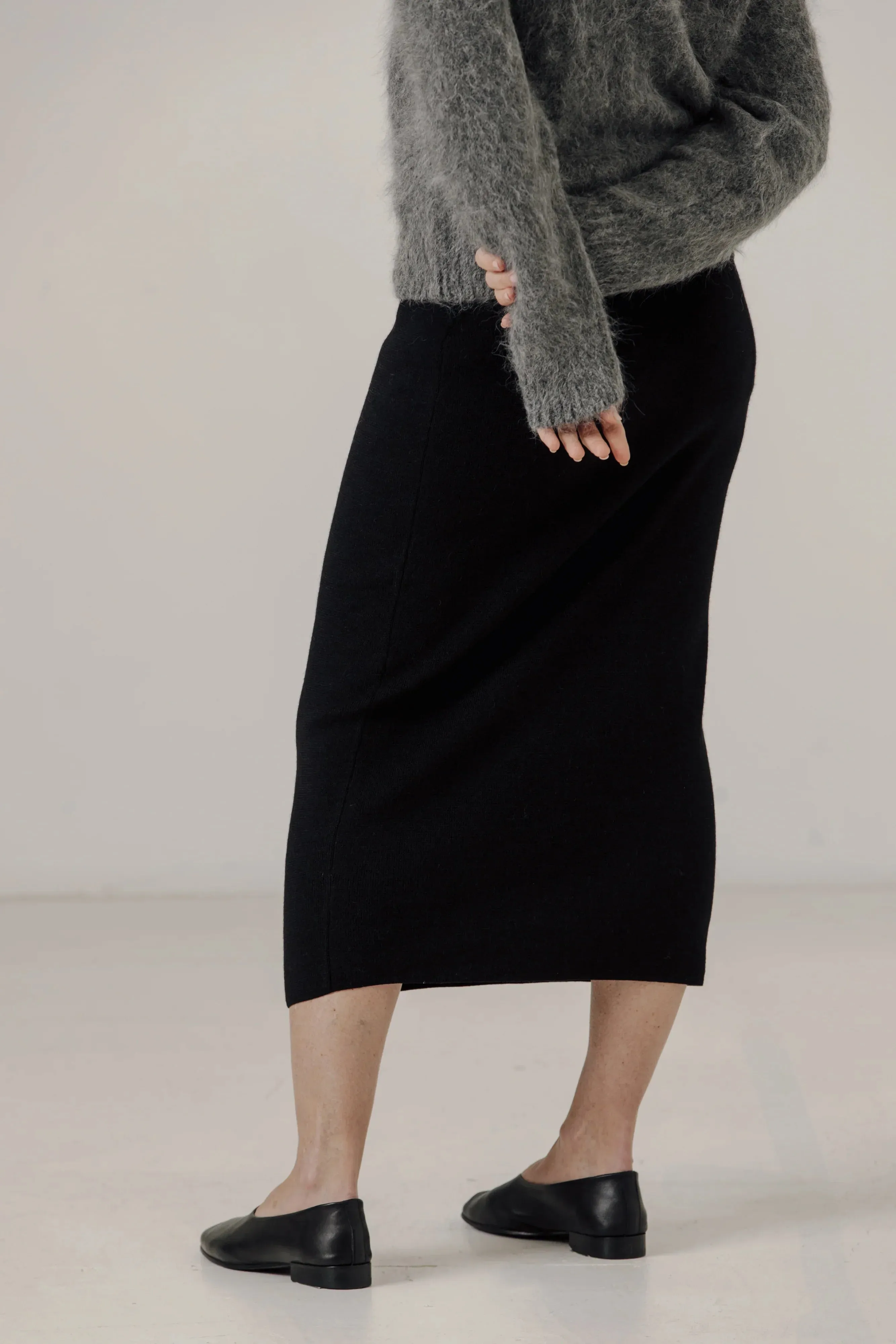 Alpaca Knit Midi Skirt in Classic Black sold by Bare Knitwear product image thumbnail 3