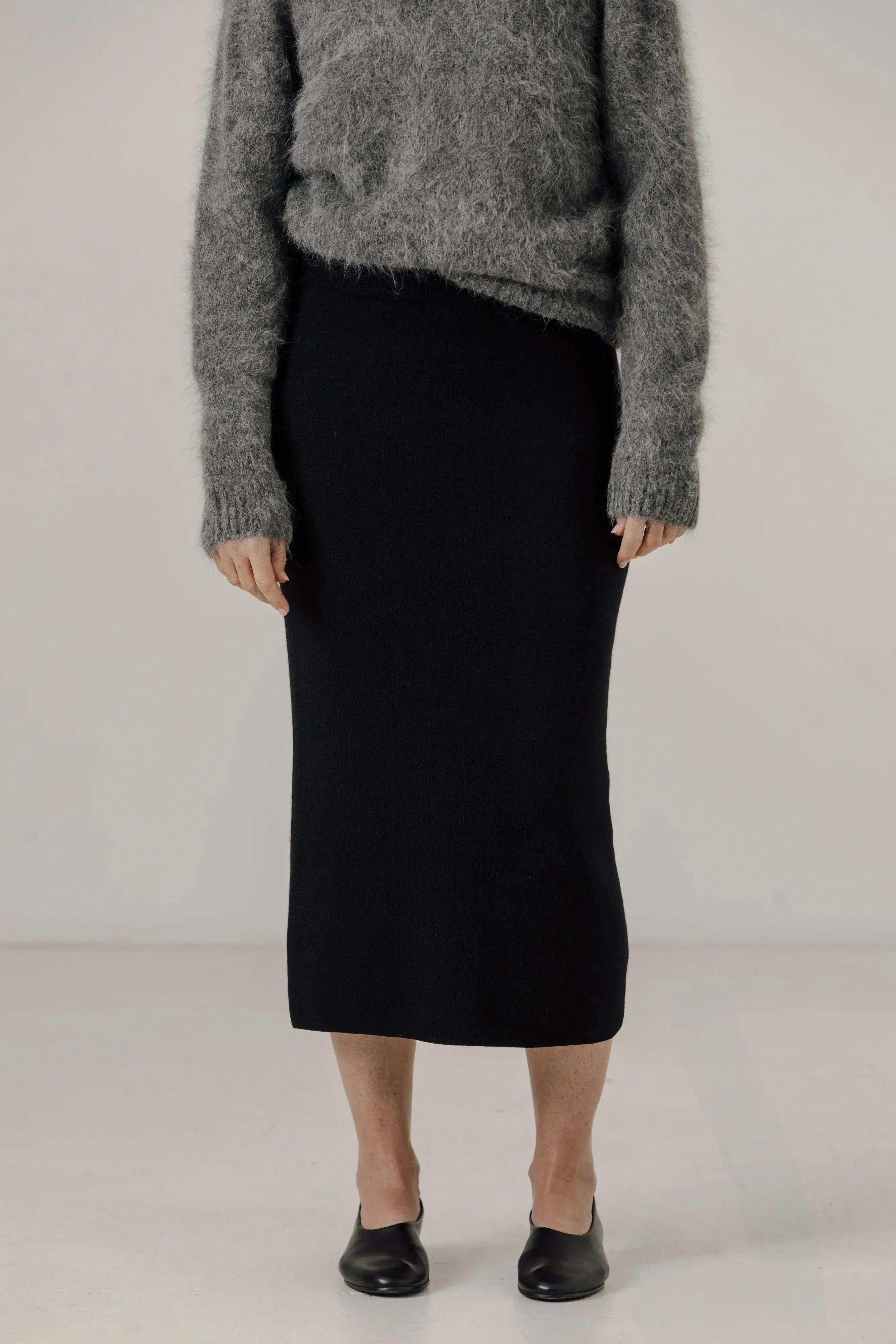 Alpaca Knit Midi Skirt in Classic Black sold by Bare Knitwear product image thumbnail 2