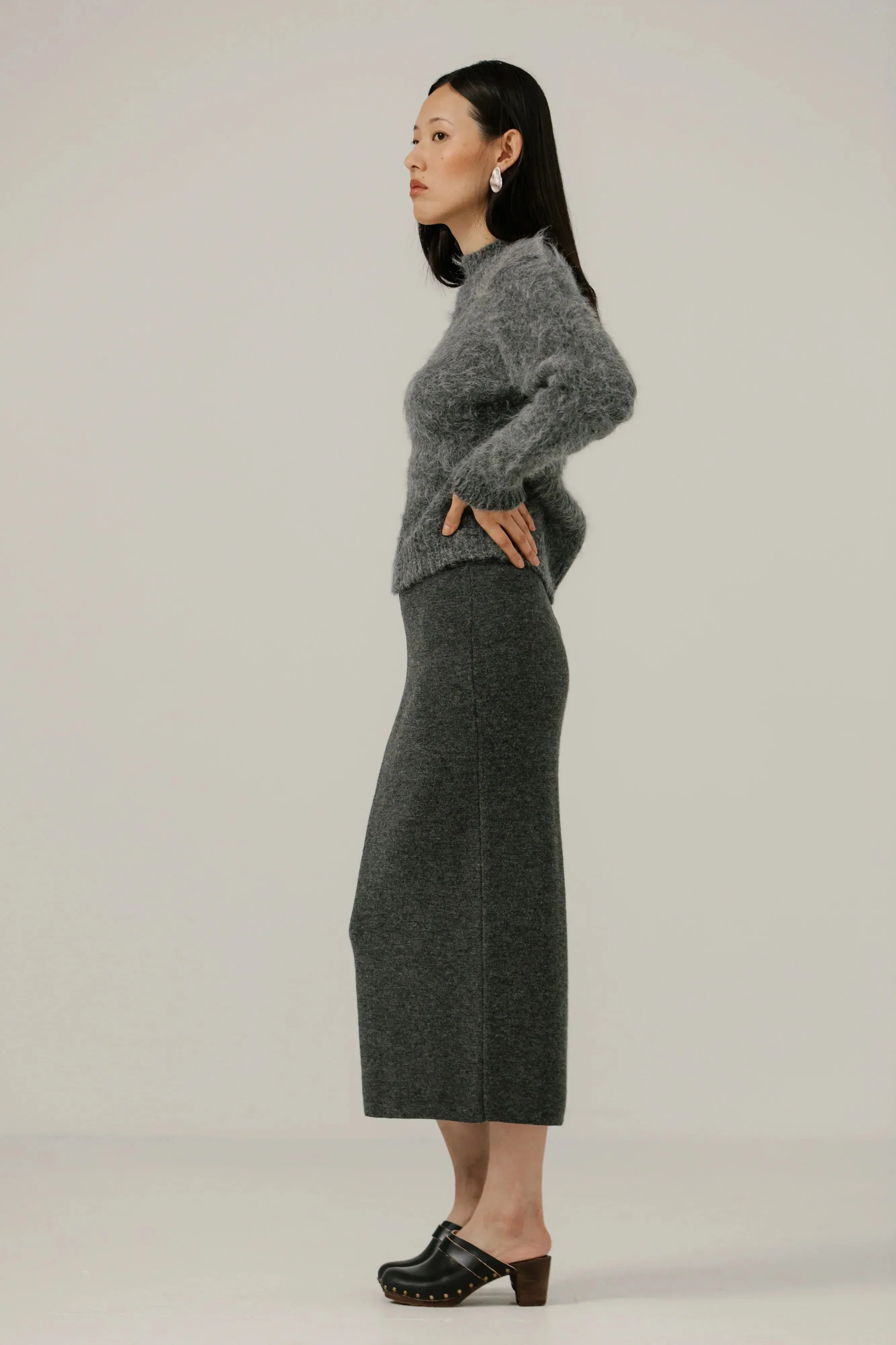 Alpaca Knit Midi Skirt in Stone sold by Bare Knitwear product image thumbnail 2