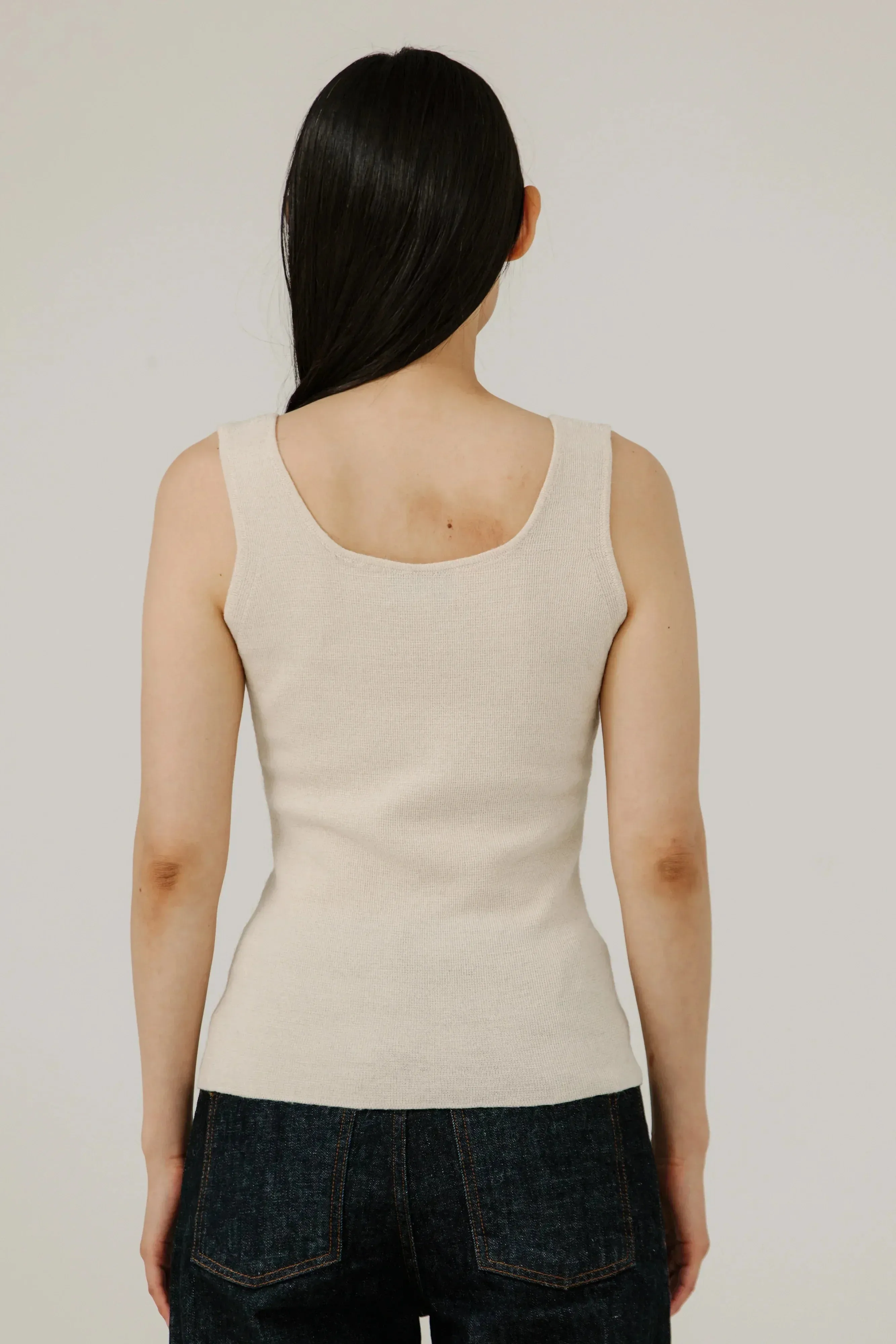 Slim Knit Tank in Pearl sold by Bare Knitwear product image thumbnail 3