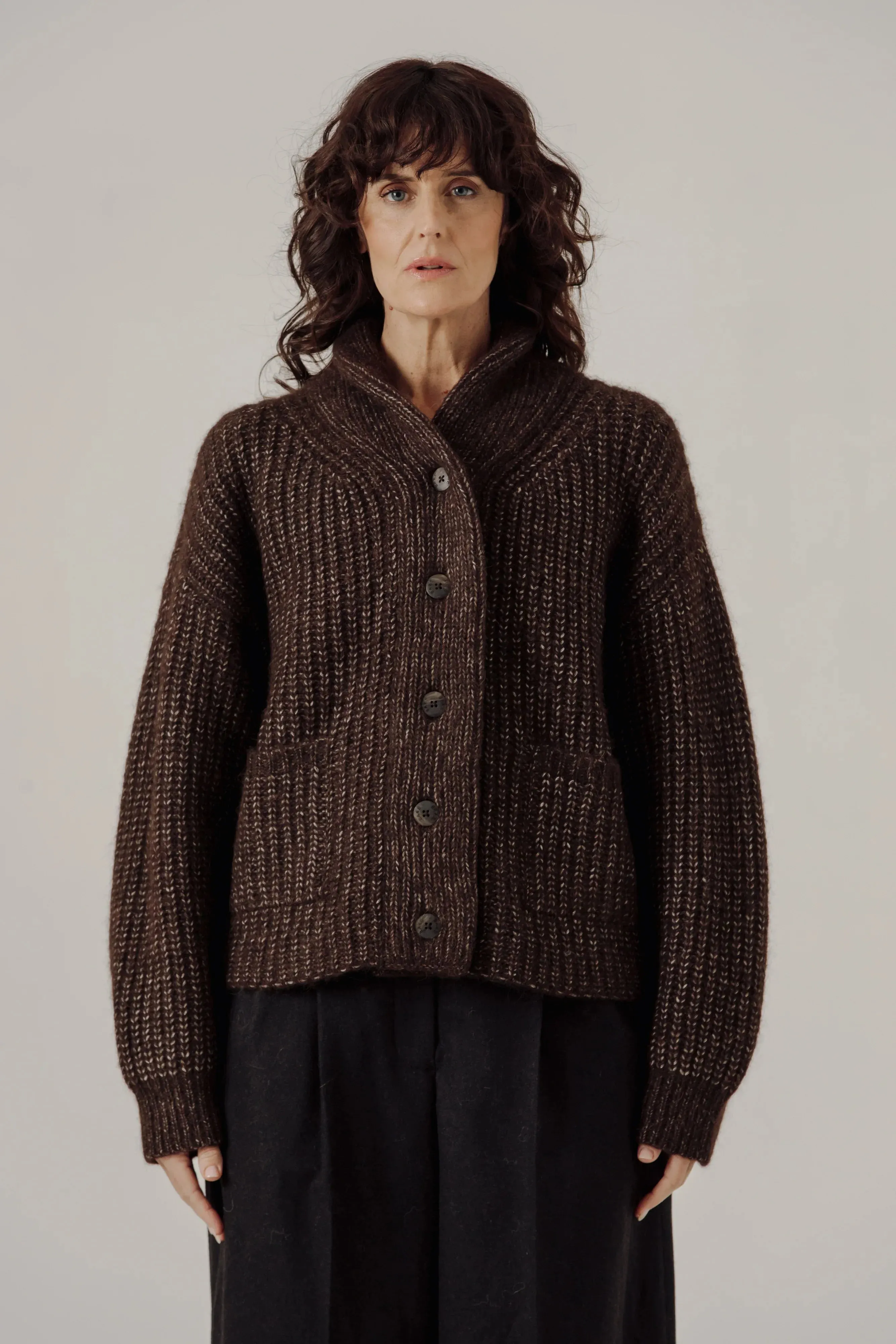 Oversized Shawl Cardigan in Carob sold by Bare Knitwear product image thumbnail 2