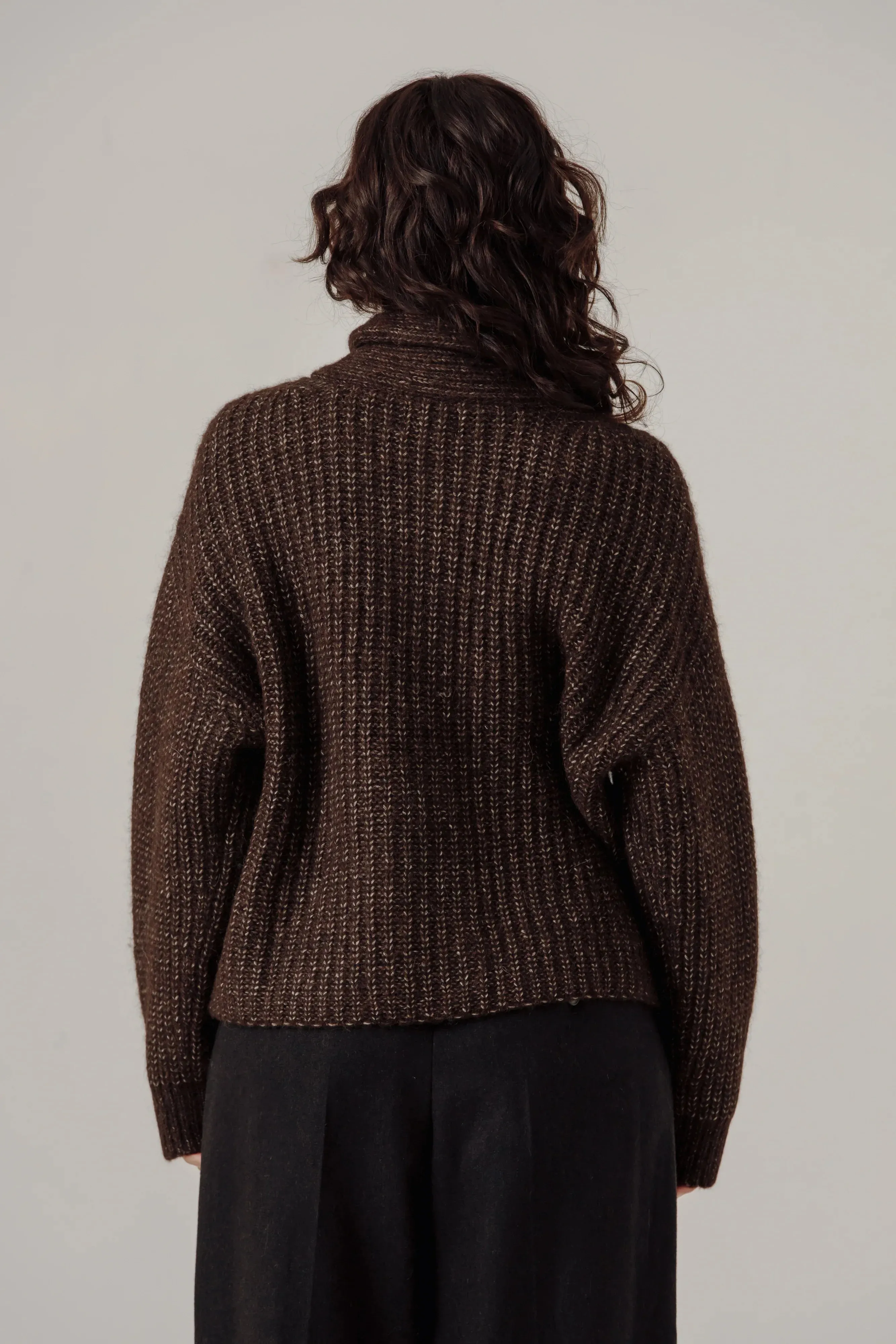 Oversized Shawl Cardigan in Carob sold by Bare Knitwear product image thumbnail 4
