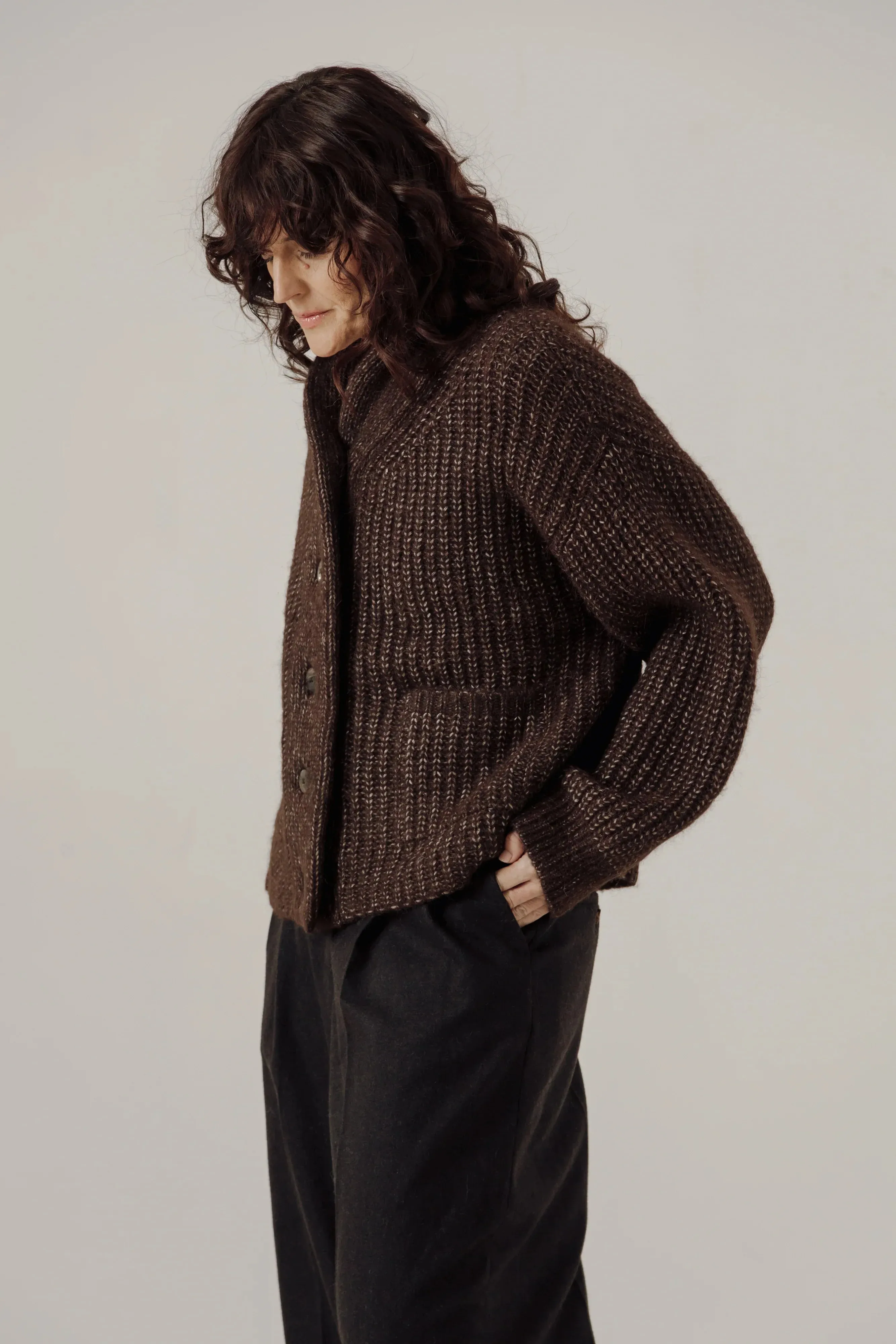 Oversized Shawl Cardigan in Carob sold by Bare Knitwear product image thumbnail 3
