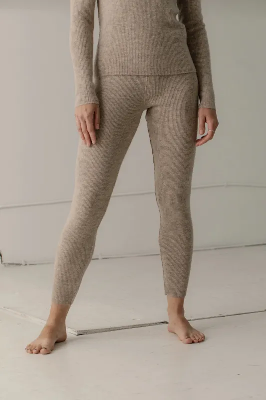 Core Rib Tights in Wheat made by Bare Knitwear