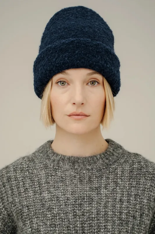 Remi Beanie in Navy made by Bare Knitwear