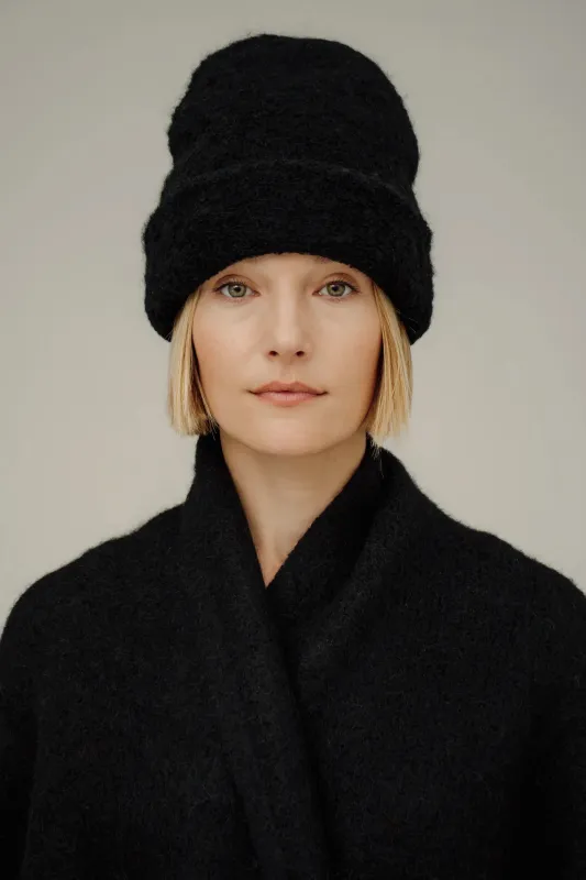 Remi Beanie in Classic Black made by Bare Knitwear