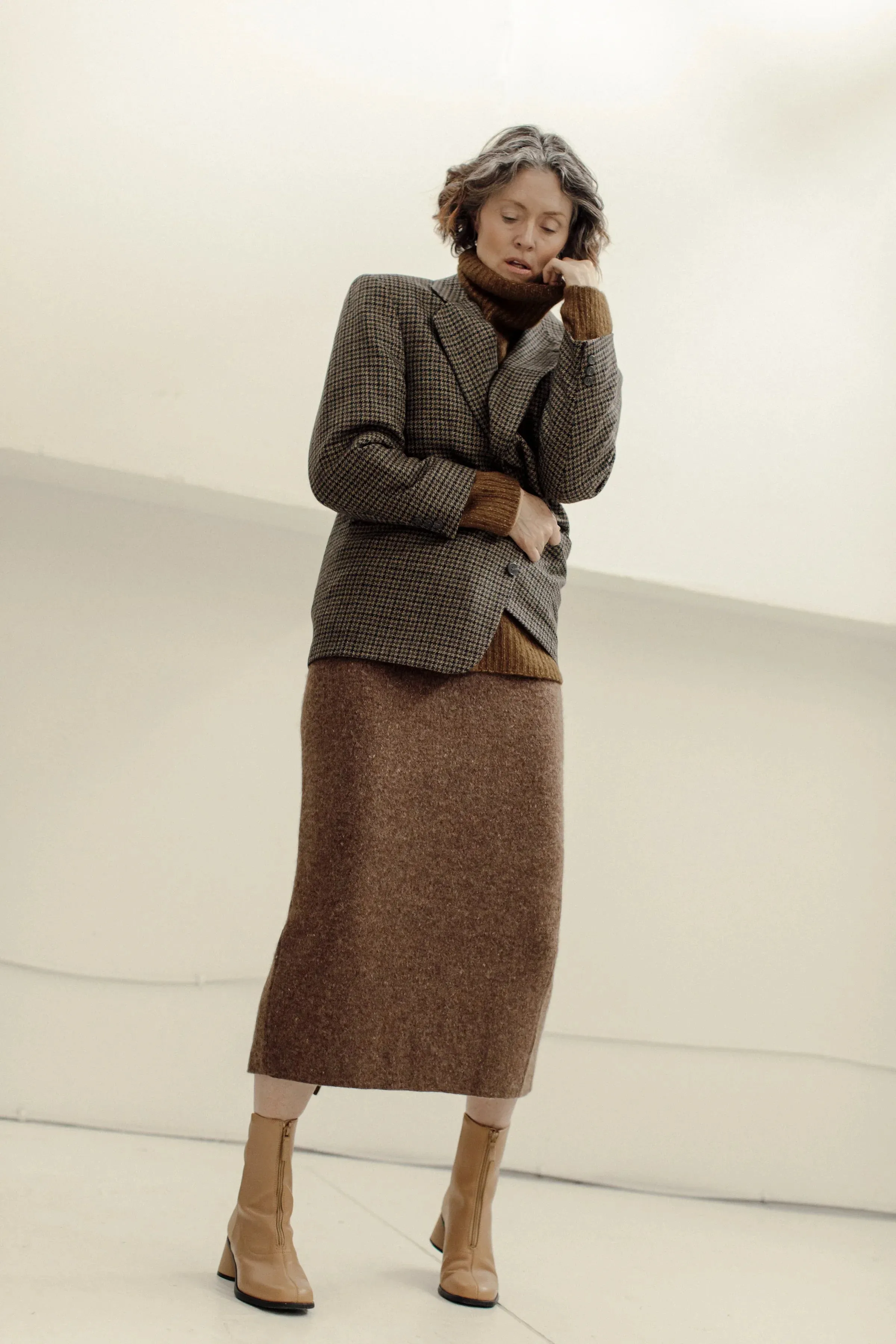 Nora Midi Skirt in Bark sold by Bare Knitwear product image thumbnail 3