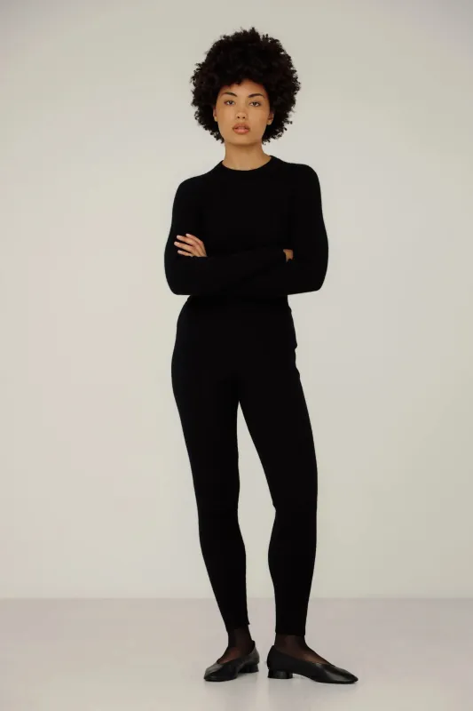 Core Rib Tights in Classic Black sold by Bare Knitwear