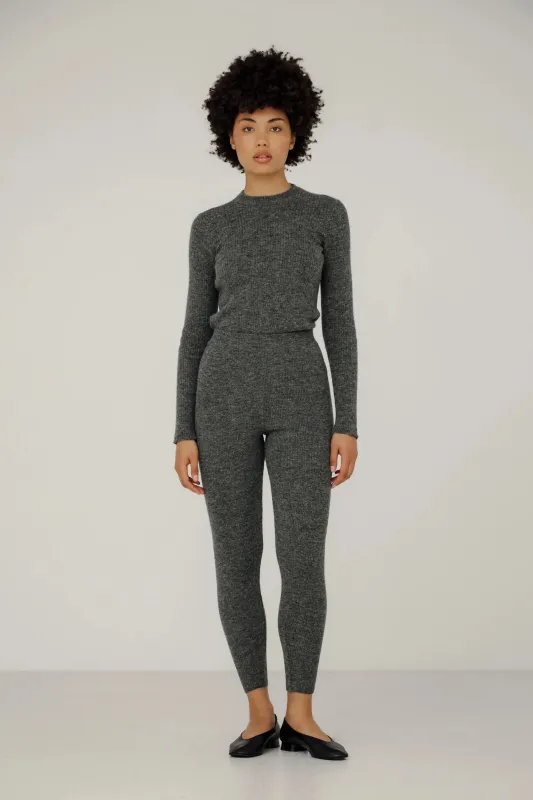 Core Rib Tights in Ash made by Bare Knitwear