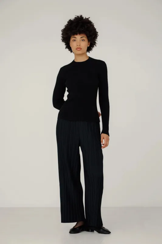 Core Rib Top in Classic Black sold by Bare Knitwear
